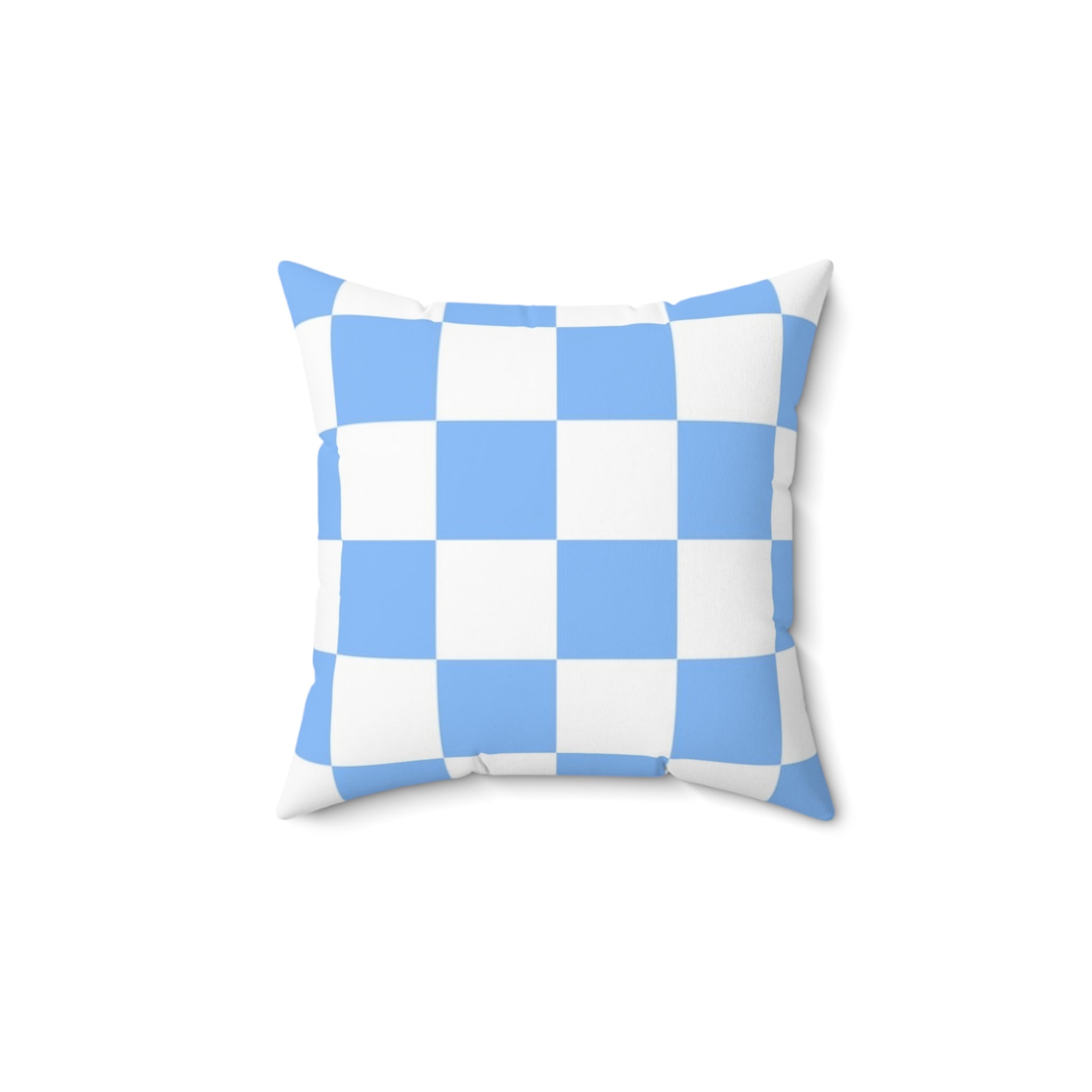 Checkerboard White and Light Blue Spun Polyester Square Pillow, Artsulli - Art is Long, Life is Short, Home Decor, Size, 14" × 14", , , , , 25470923159699255360