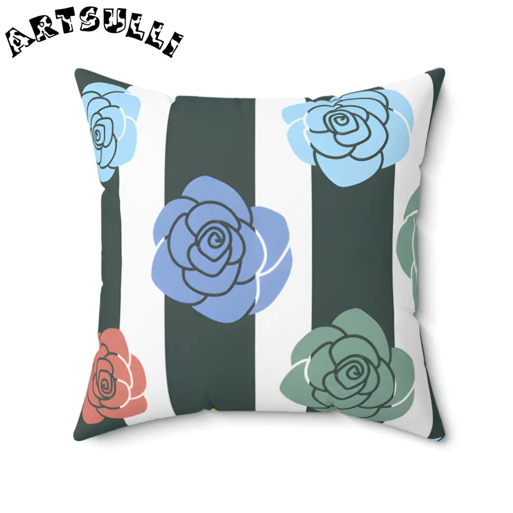 JAKKOUTTHEBXX Stripes x Roses Black and White Spun Polyester Square