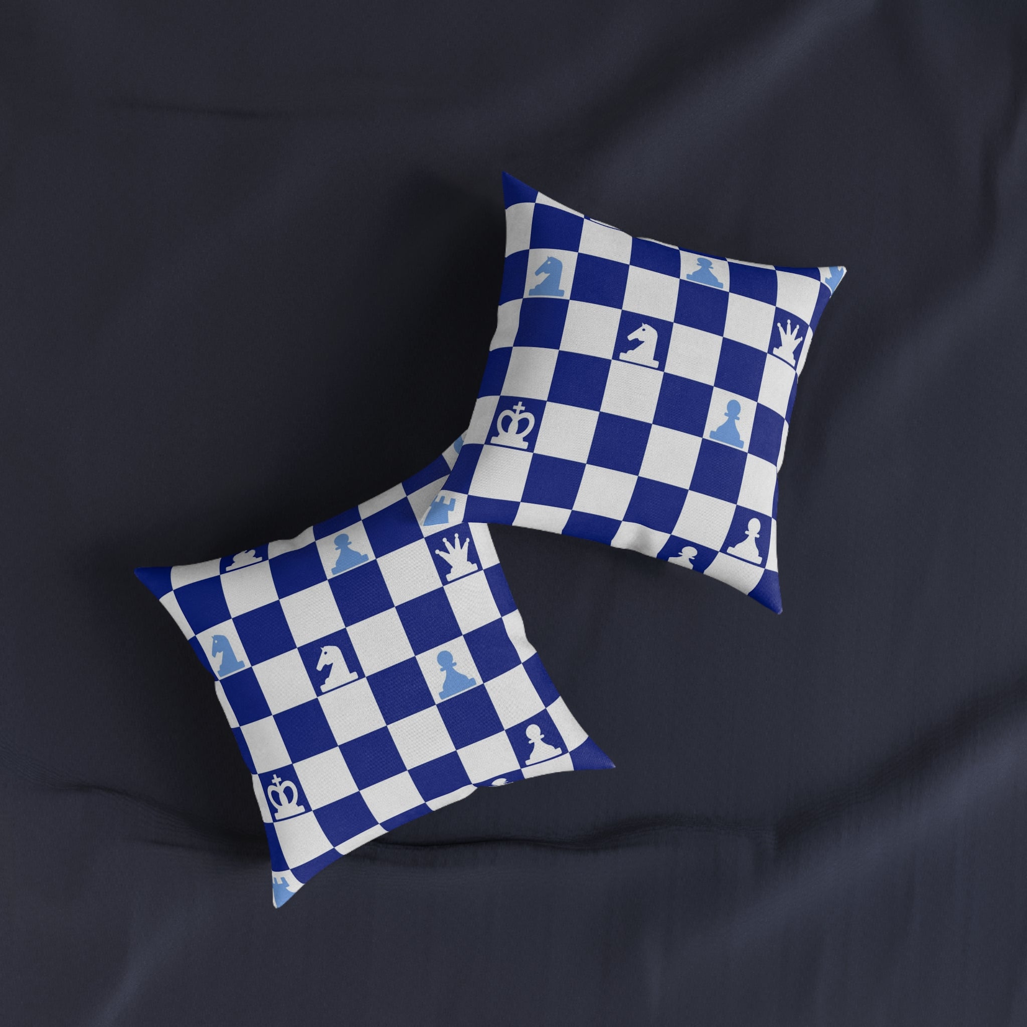Chessboard Navy Blue Square Pillow, Artsulli - Art is Long, Life is Short, Home Decor, , , , , , , 