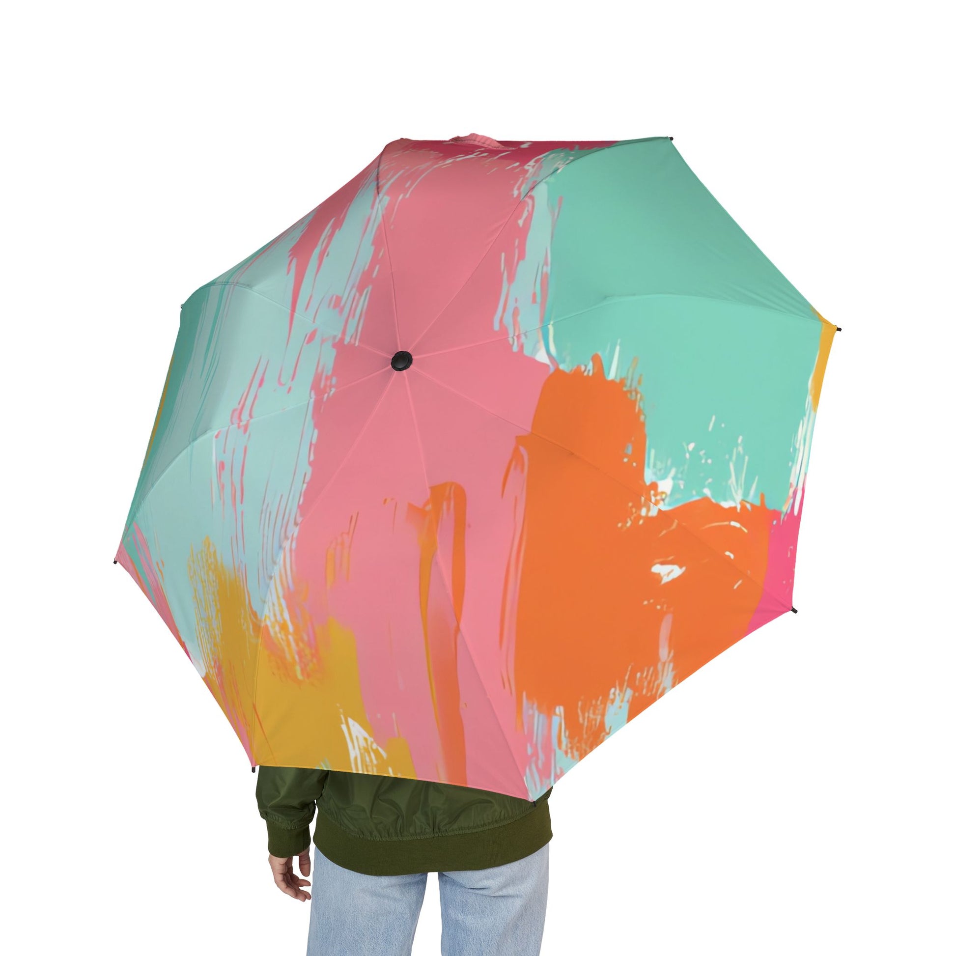 Preppy Pixel Bloom Semi-Automatic Foldable Umbrella, Artsulli - Art is Long, Life is Short, Accessories, , , , , , , 