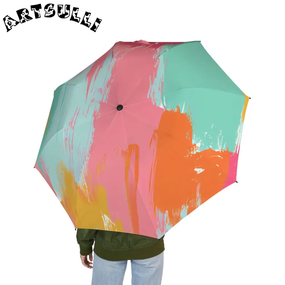 JAKKOUTTHEBXX Preppy Pixel Bloom Semi-Automatic Foldable Umbrella