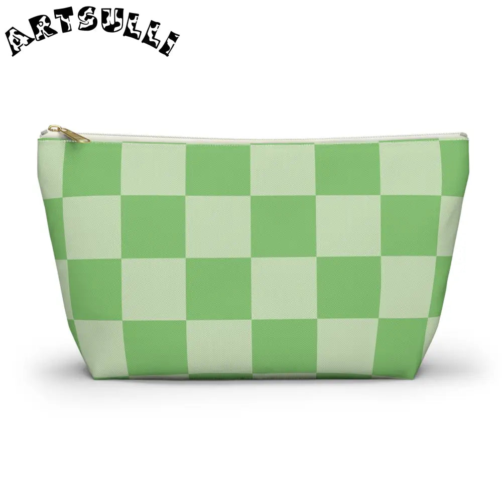 JAKKOUTTHEBXX Checkerboard Green Accessory Pouch w T-bottom