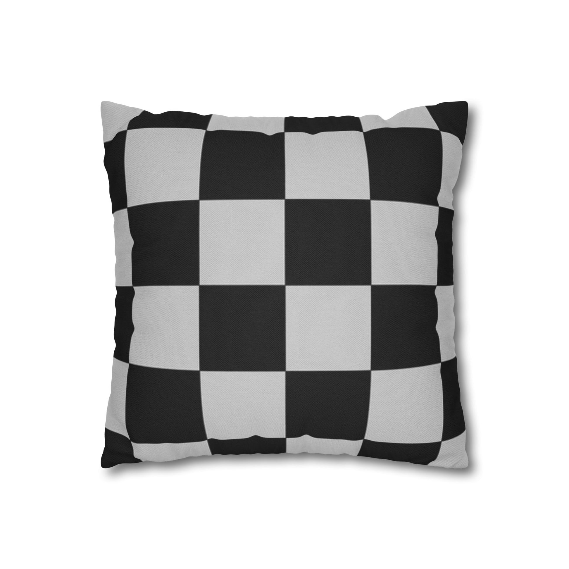 Checkerboard Dada Black and Light Gray Spun Polyester Square Pillowcase, Artsulli - Art is Long, Life is Short, Home Decor, , , , , , , 