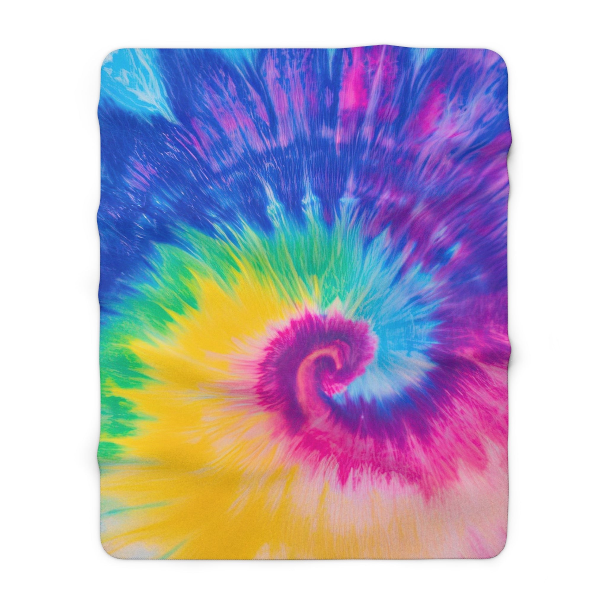 Psychedelic Tie Dye Sherpa Fleece Blanket, Artsulli - Art is Long, Life is Short, Home Decor, Size, 60" × 80", , , , , 10103352268380531199