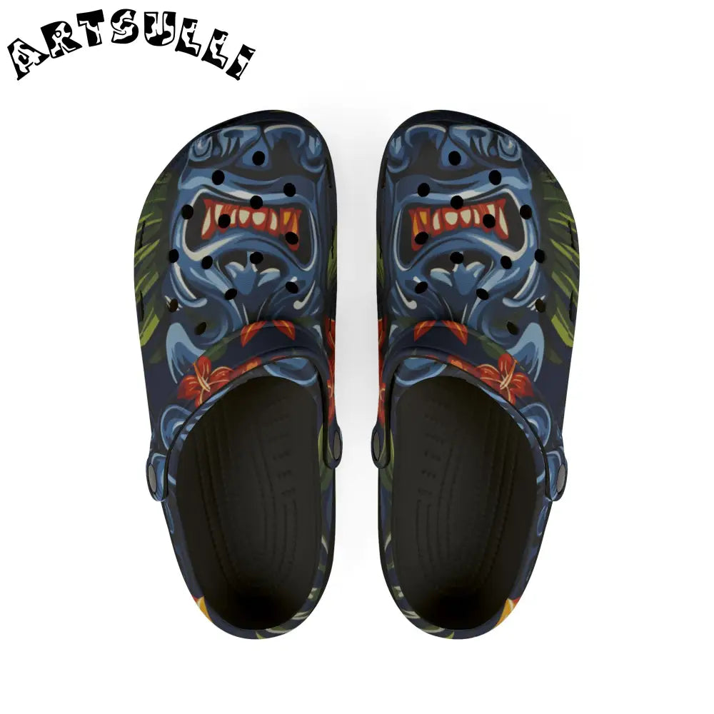 JAKKOUTTHEBXX Tropical Monster Navy Blue EVA Foam Clogs 2025