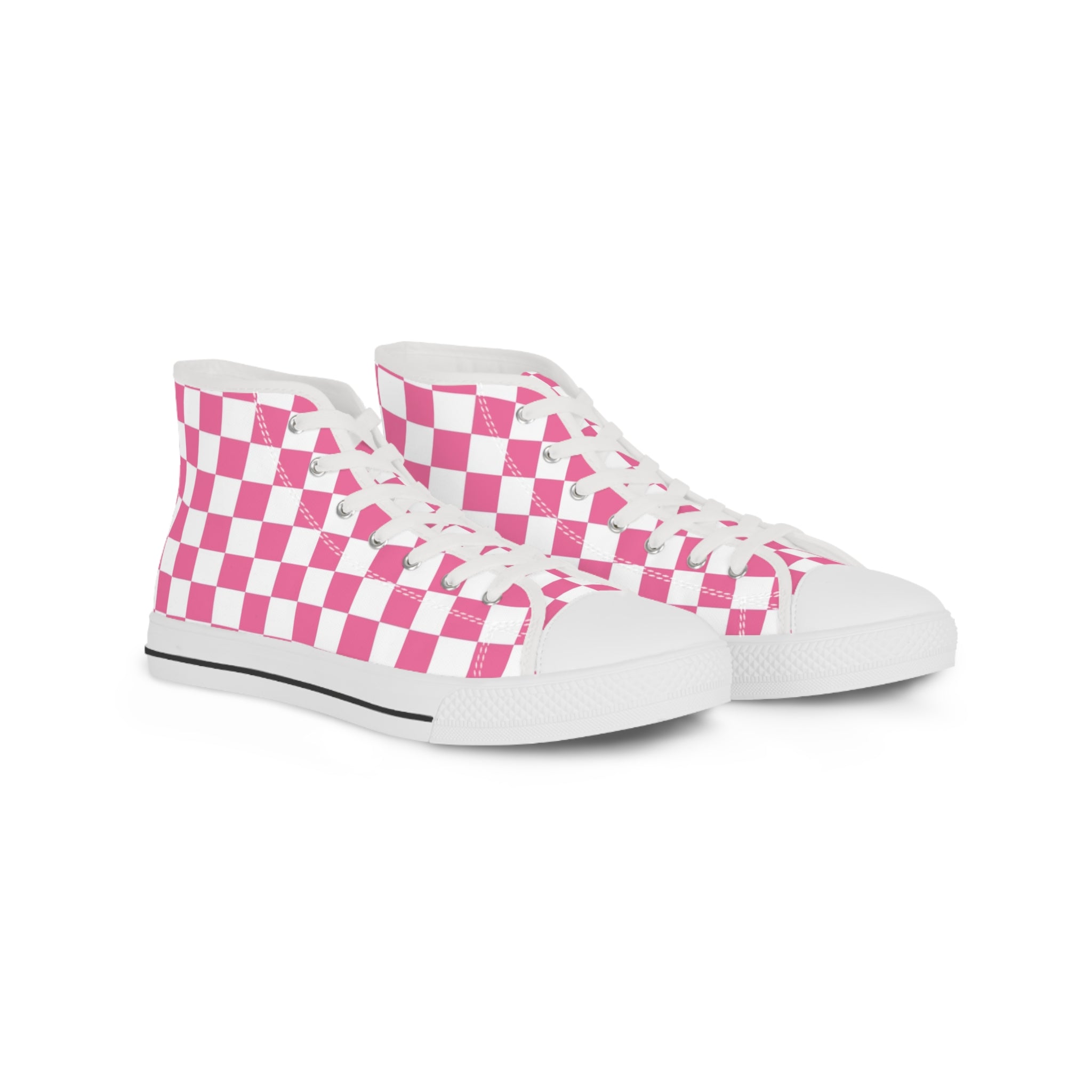 Yuyushiki Pink Check Men's High Top Sneakers