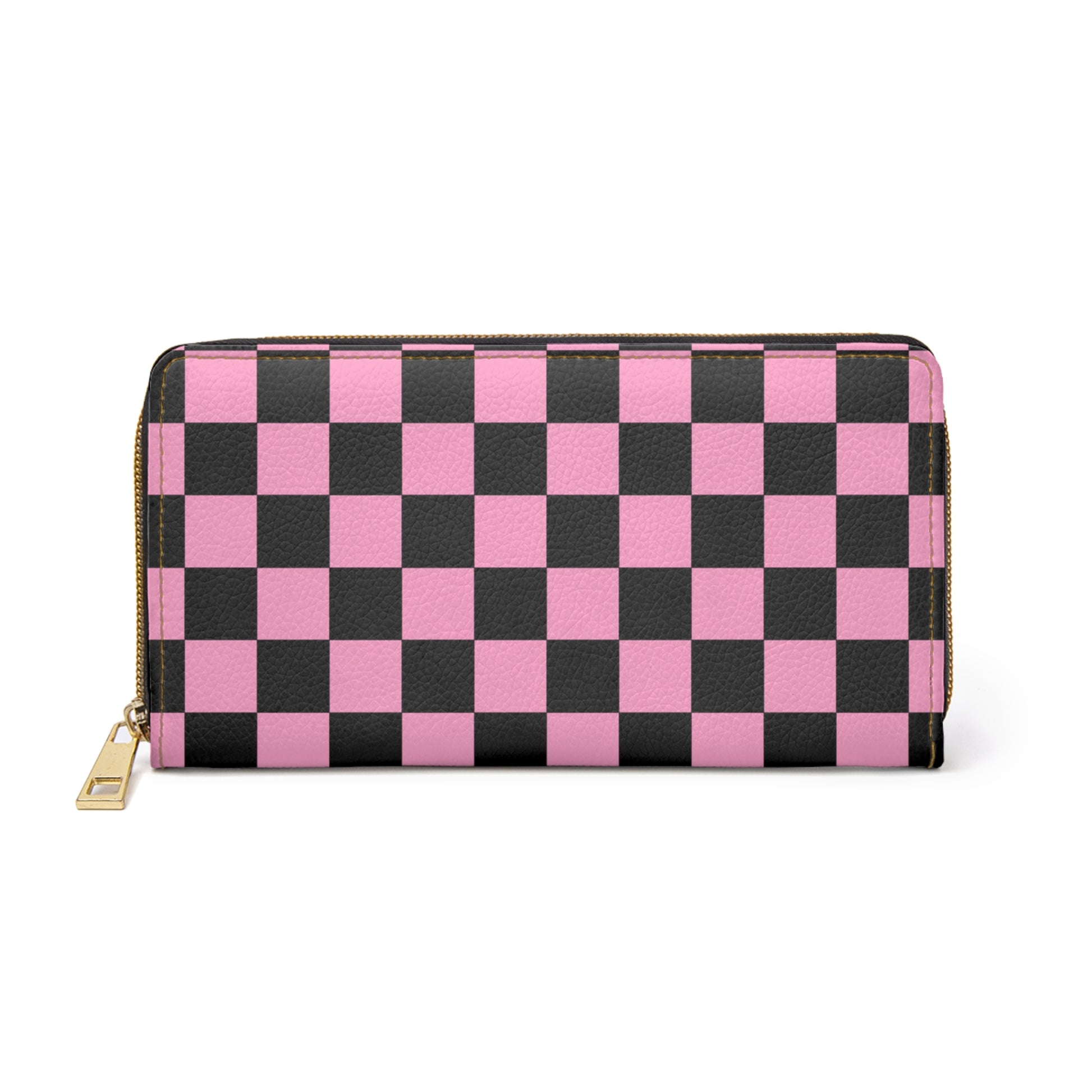 Checkerboard Black and Pink Zipper Wallet, Artsulli - Art is Long, Life is Short, Accessories, Size, One size, Color, White, , , 19518213259477990247
