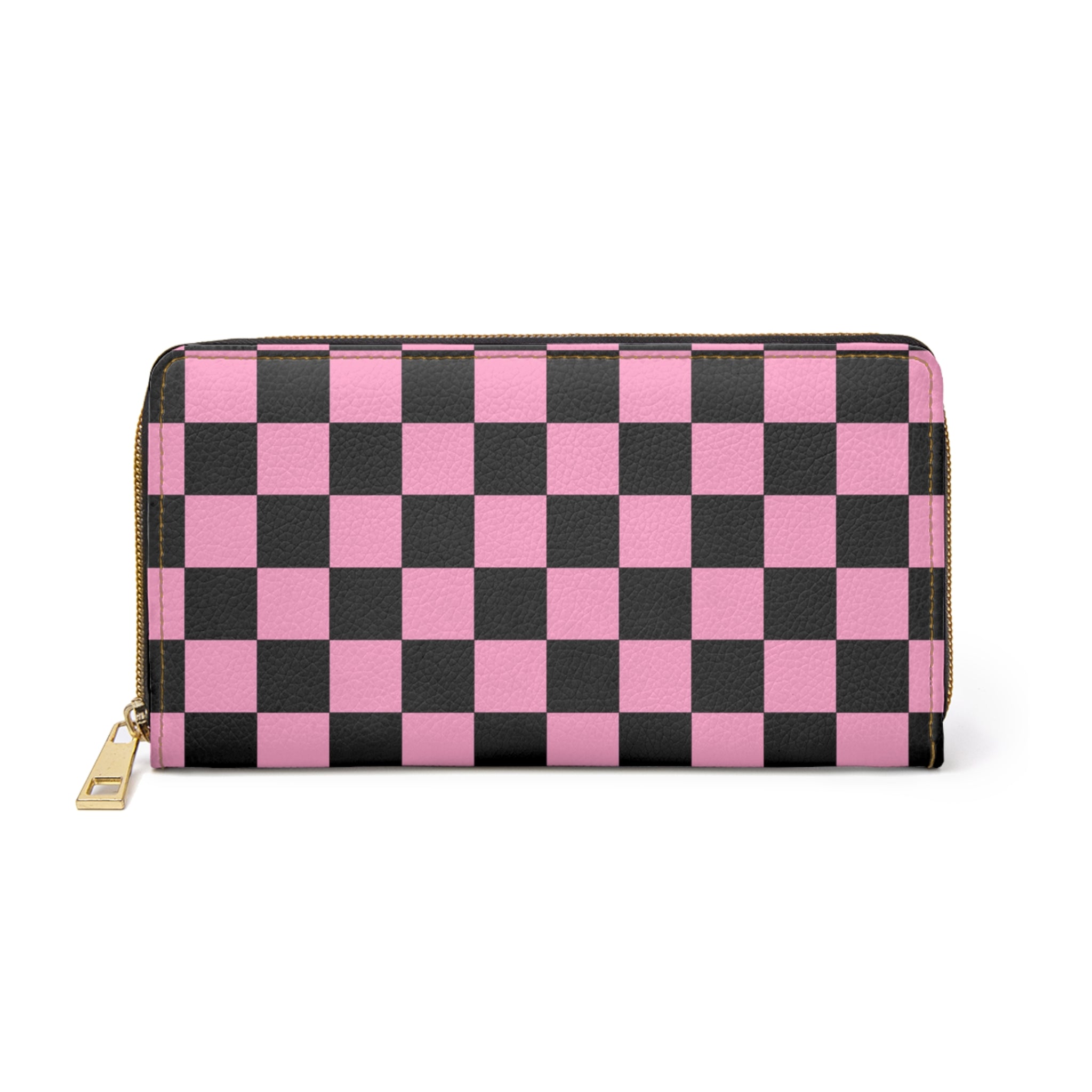 Checkerboard Black and Pink Zipper Wallet, Artsulli - Art is Long, Life is Short, Accessories, Size, One size, Color, White, , , 19518213259477990247