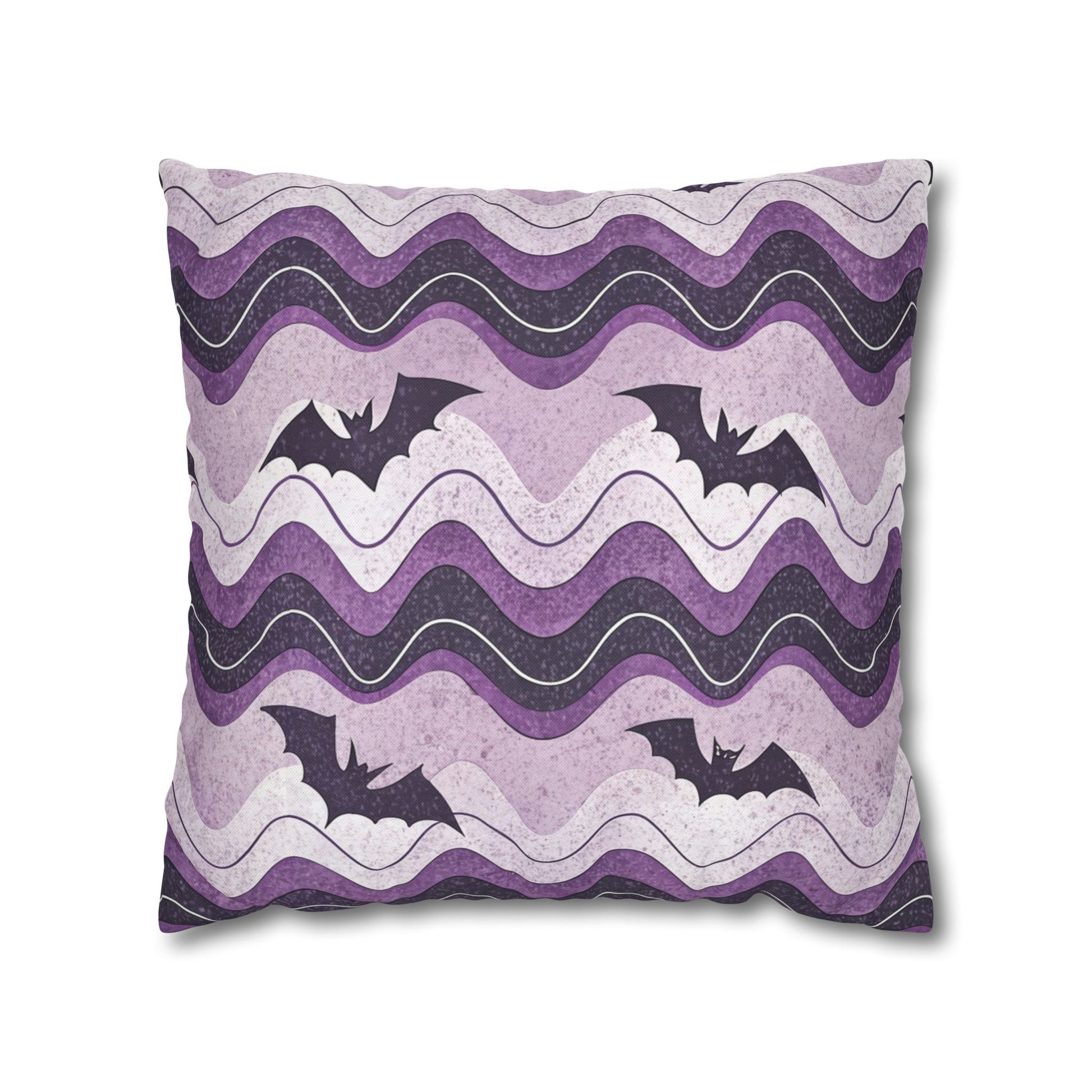 Bat Wave Spun Polyester Square Pillowcase, Artsulli - Art is Long, Life is Short, Home Decor, Size, 18" × 18", , , , , 44789740028844