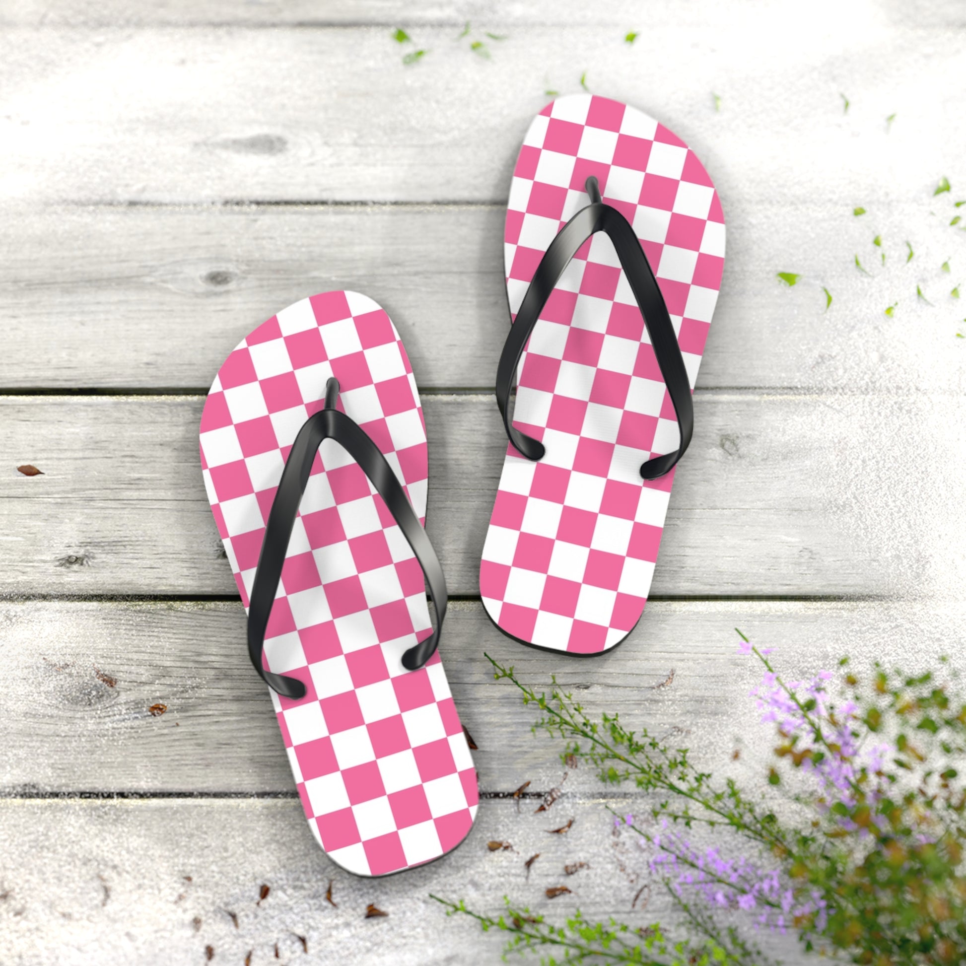 Yuyushiki Pink Check Flip Flops, Artsulli - Art is Long, Life is Short, Shoes, , , , , , , 