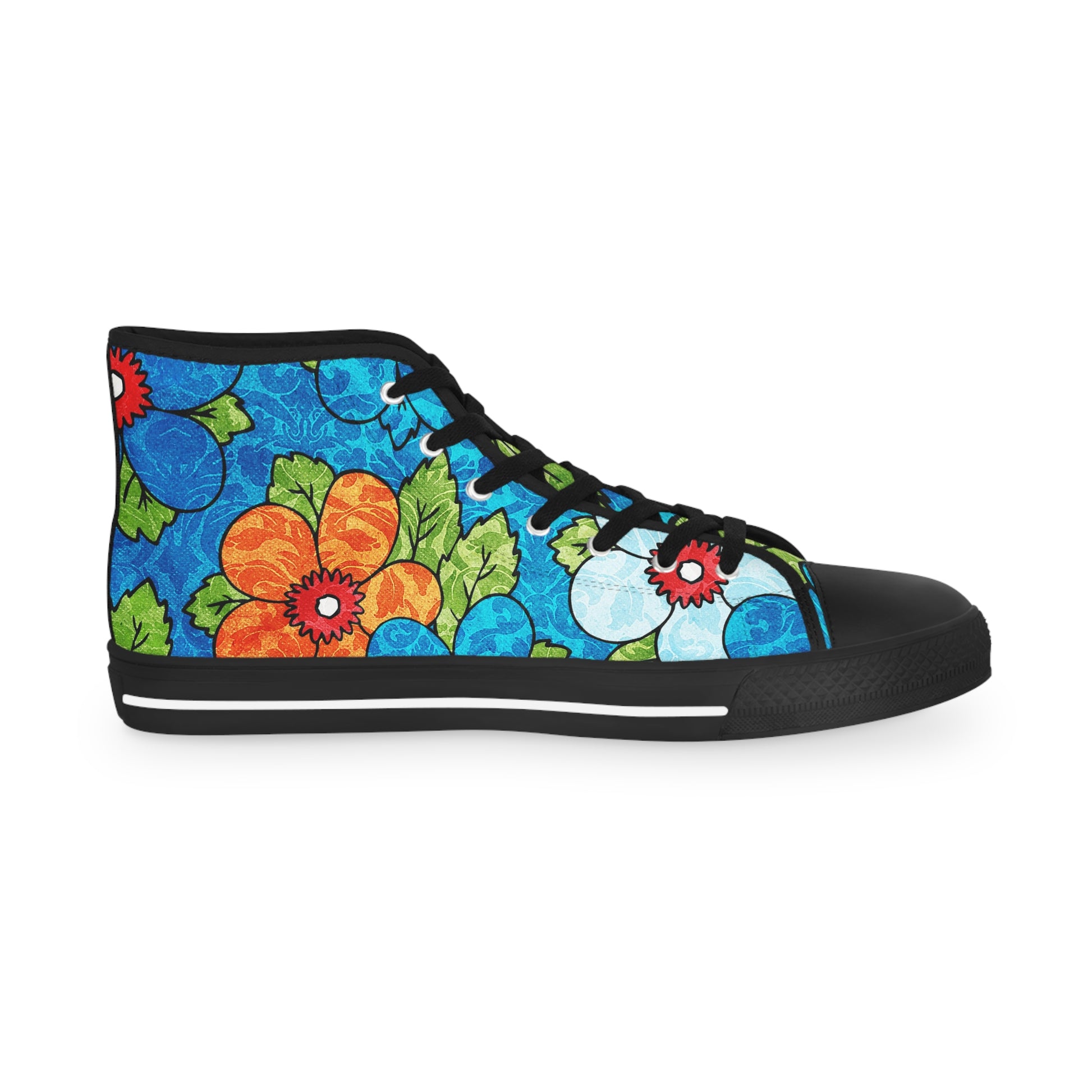 Blue Orange Groovy II Men's High Top Sneakers, Artsulli - Art is Long, Life is Short, Shoes, , , , , , , 