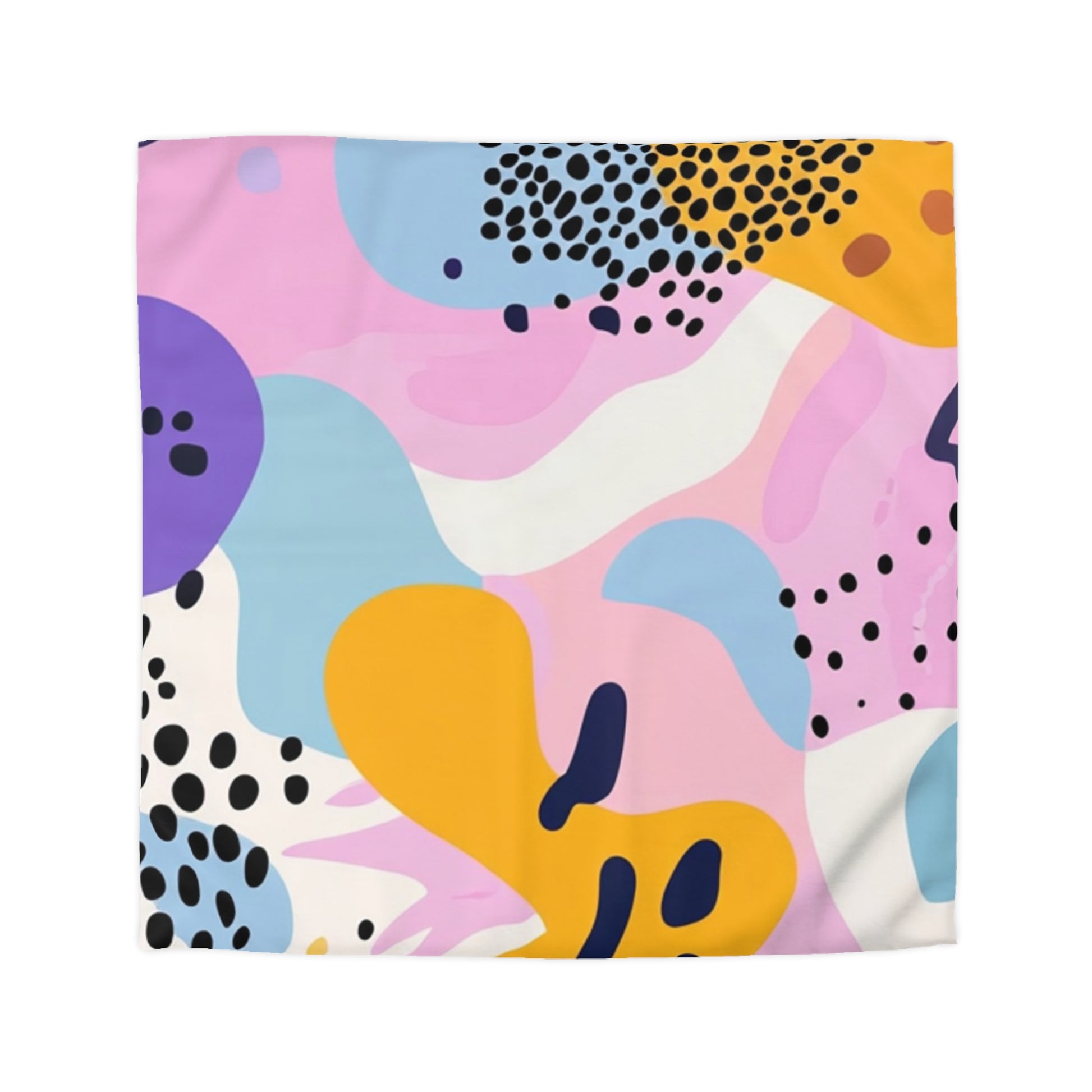 Colorful Abstract Dots and Shapes Microfiber Duvet Cover, Artsulli - Art is Long, Life is Short, Home Decor, Size, Queen, Color, White, , , 25786621631051