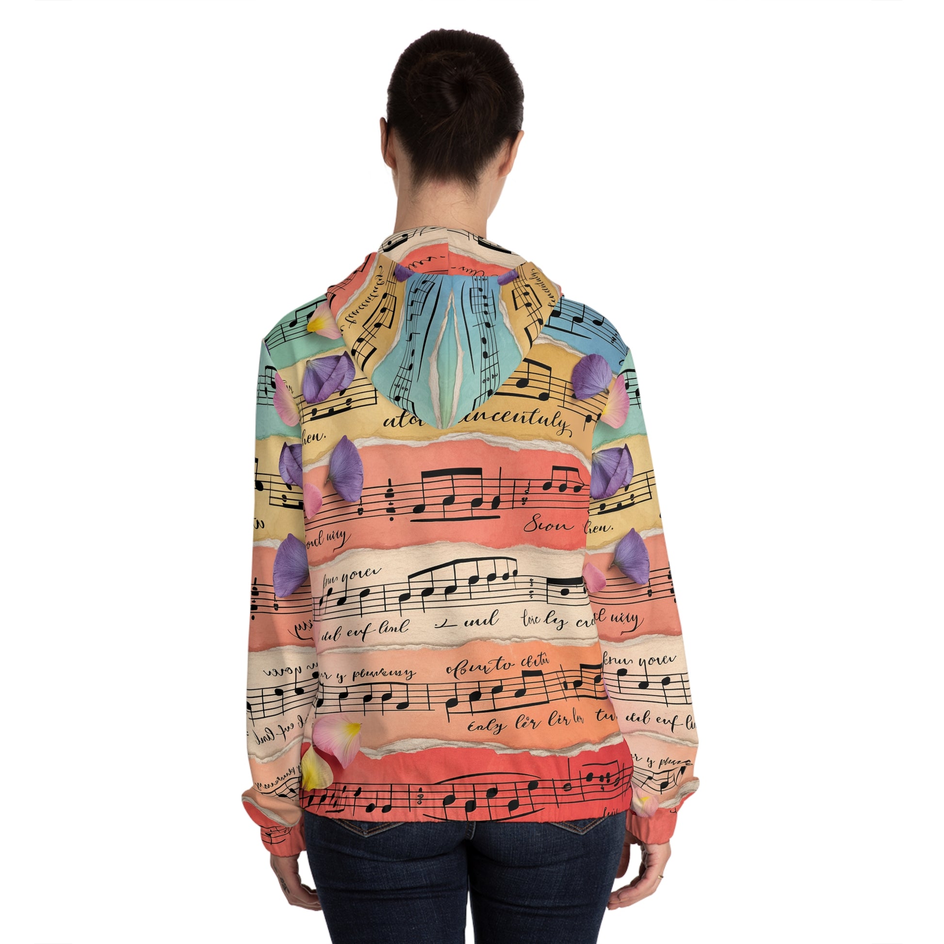 Torn Type Beat Sheet Music Multi-Color Women’s Full-Zip Hoodie (AOP), Artsulli - Art is Long, Life is Short, All Over Prints, , , , , , , 