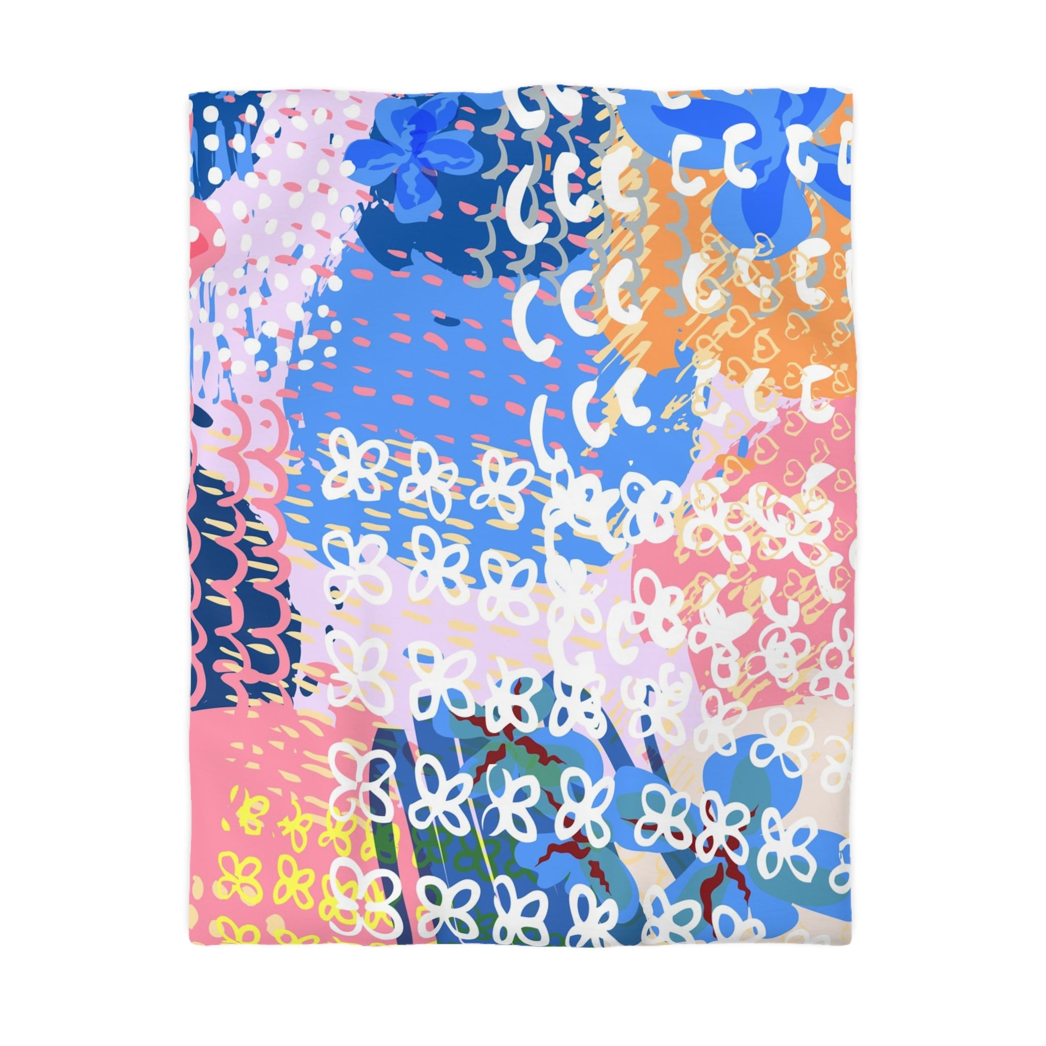 Flowers x Doodles x Hearts Multi-Color Microfiber Duvet Cover, Artsulli - Art is Long, Life is Short, Home Decor, Size, Twin, Color, Cream, , , 96527696513104228304