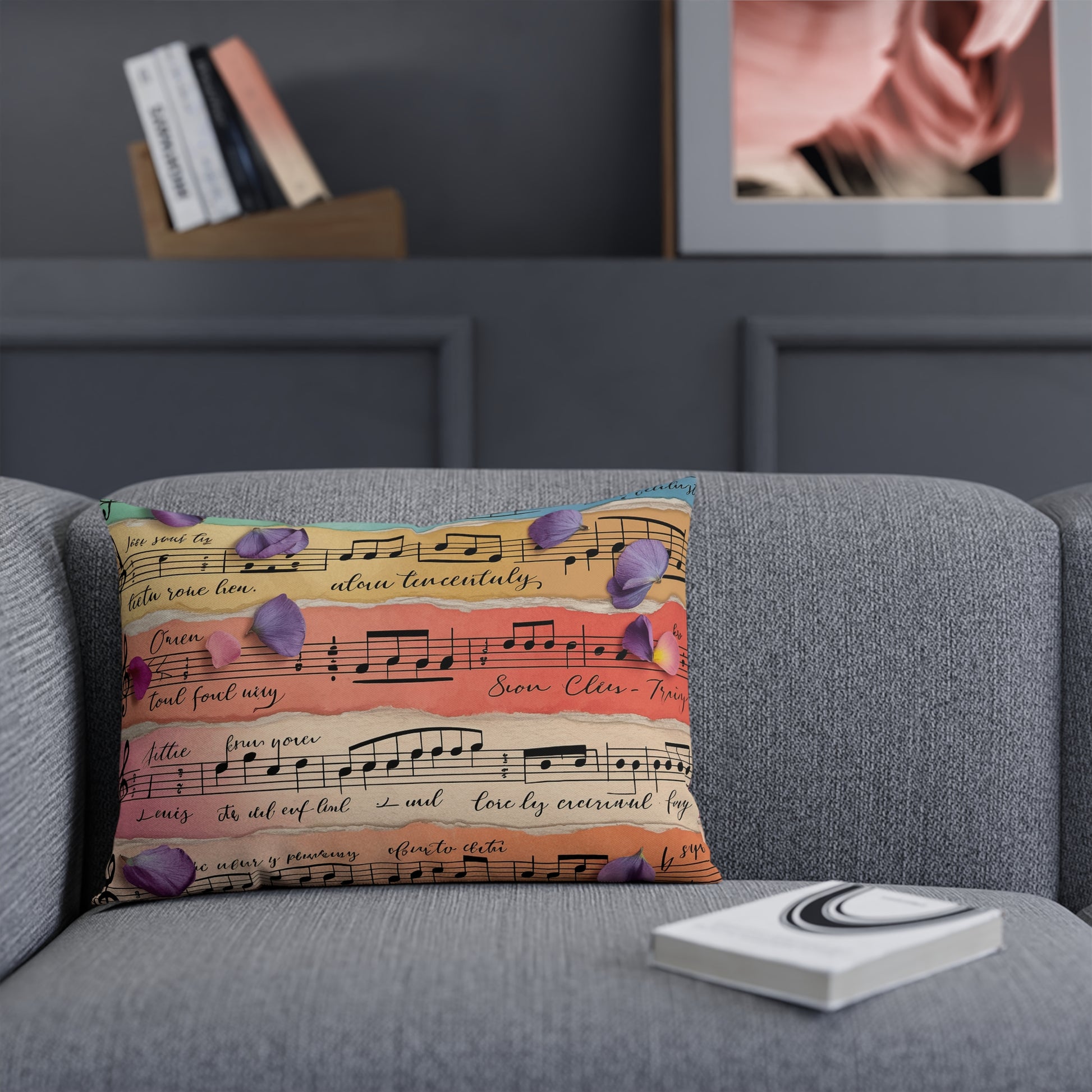 Torn Type Beat Sheet Music Multi-Color Cushion, Artsulli - Art is Long, Life is Short, Home Decor, , , , , , , 