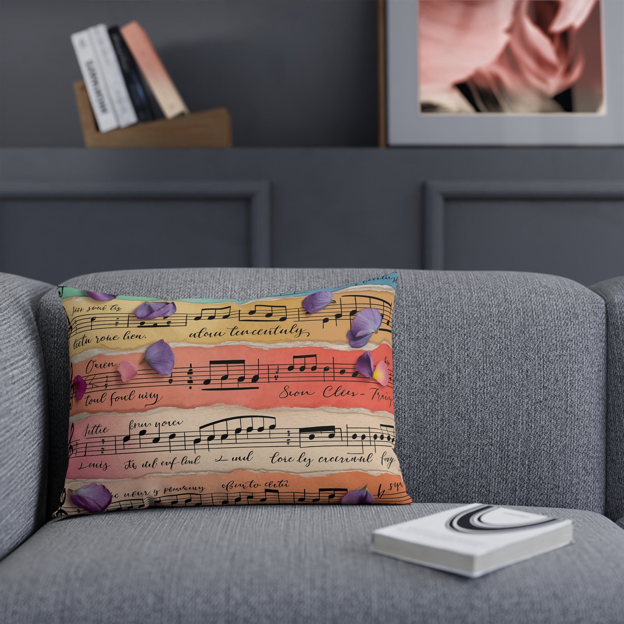 Torn Type Beat Sheet Music Multi-Color Cushion, Artsulli - Art is Long, Life is Short, Home Decor, , , , , , , 