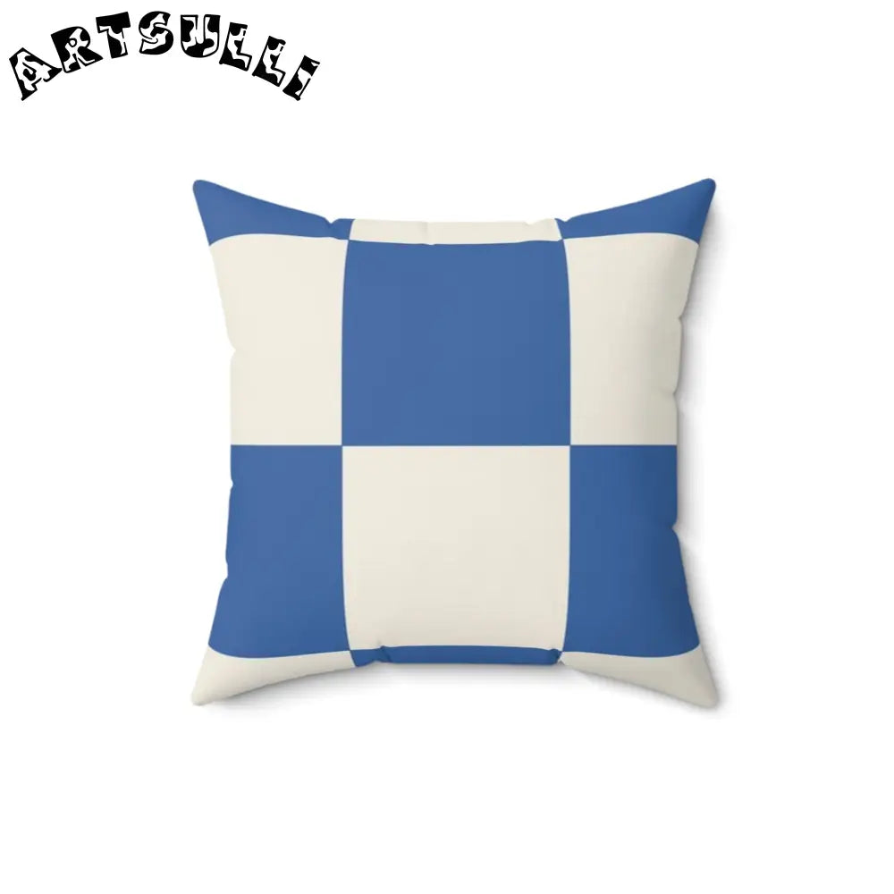 JAKKOUTTHEBXX Checkerboard Blue Spun Polyester Square Pillow