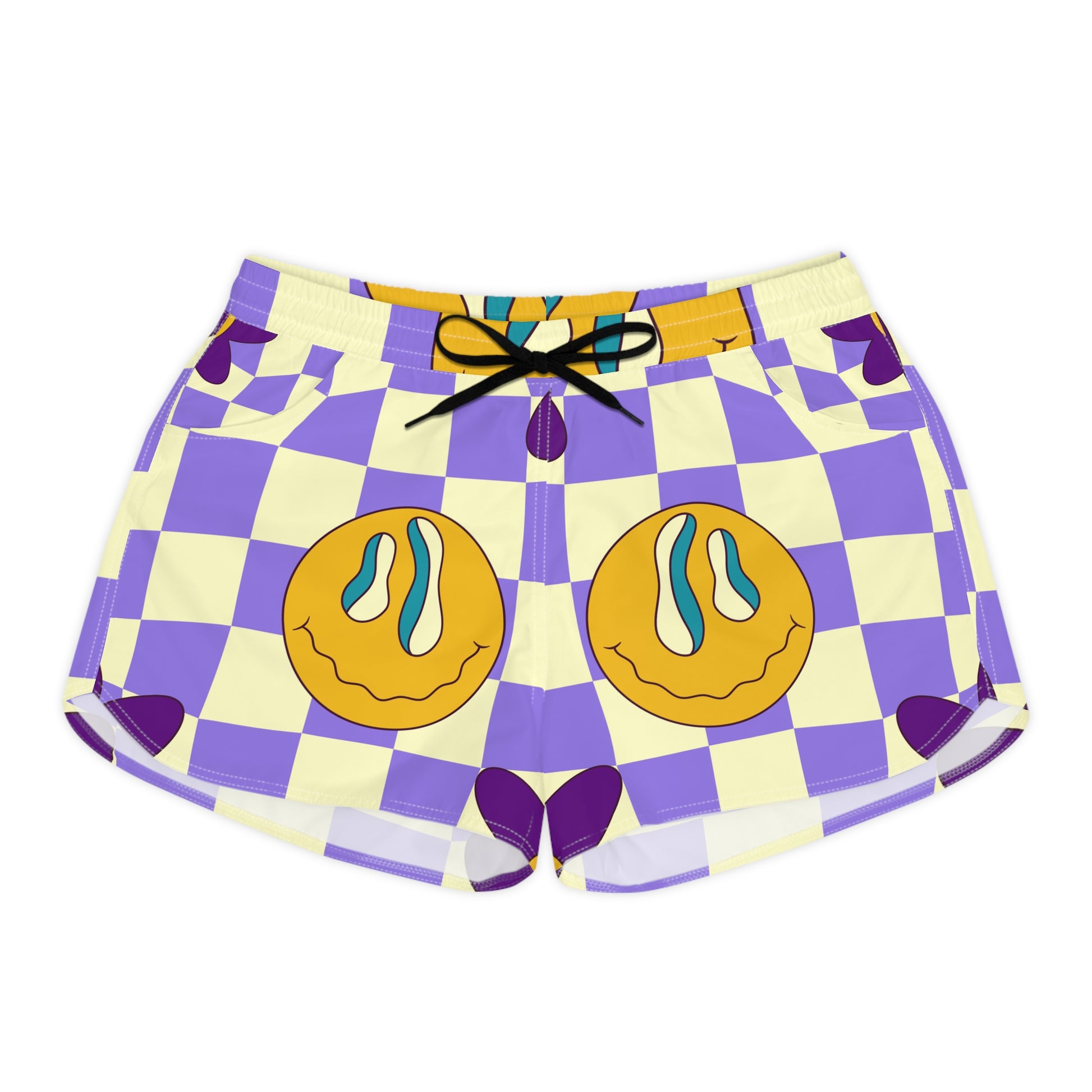 Rave Garden Grins Women's Casual Shorts (AOP), Artsulli - Art is Long, Life is Short, All Over Prints, Size, S, Color, Black drawstring, , , 16268899775641832746