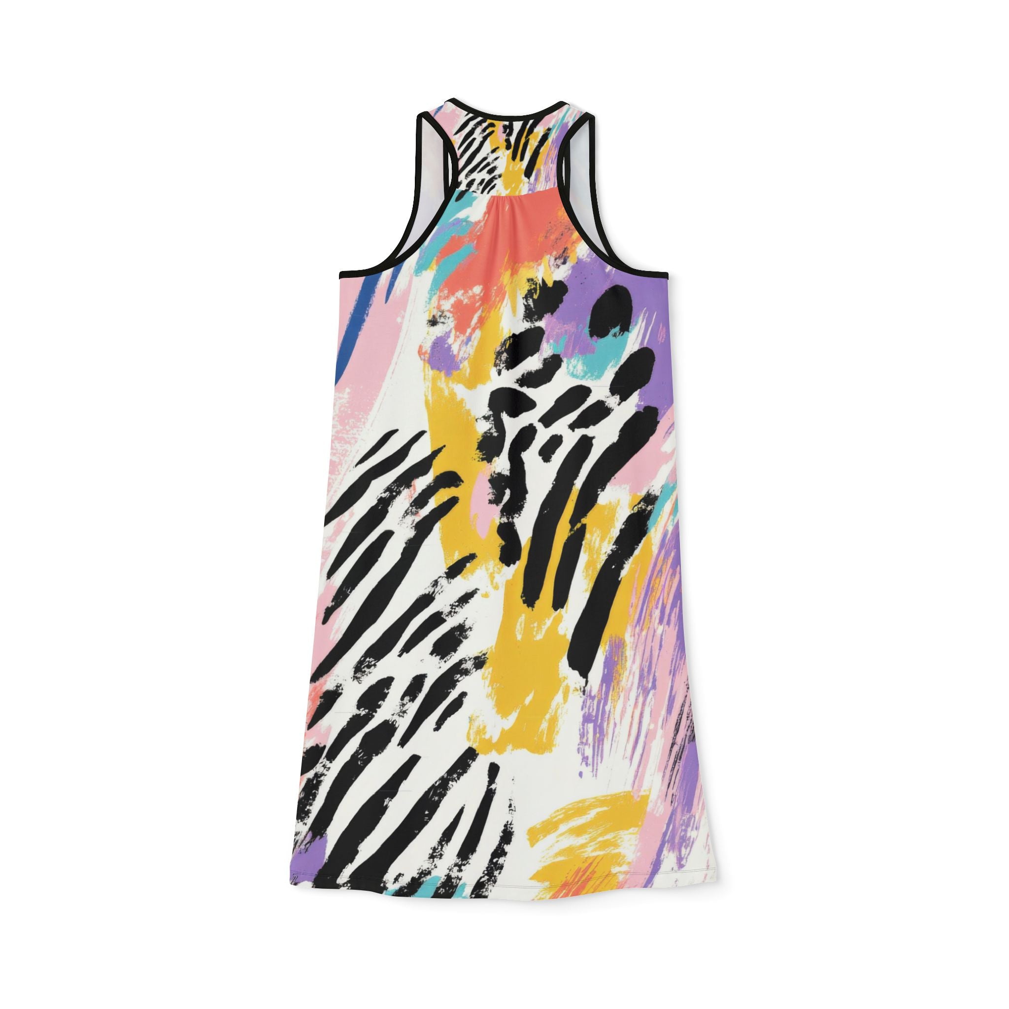 Wild Zebra Stripes x Paint Brush Strokes Multi-Color II Women's Racerback Dress (AOP), Artsulli - Art is Long, Life is Short, Tank Top, , , , , , , 