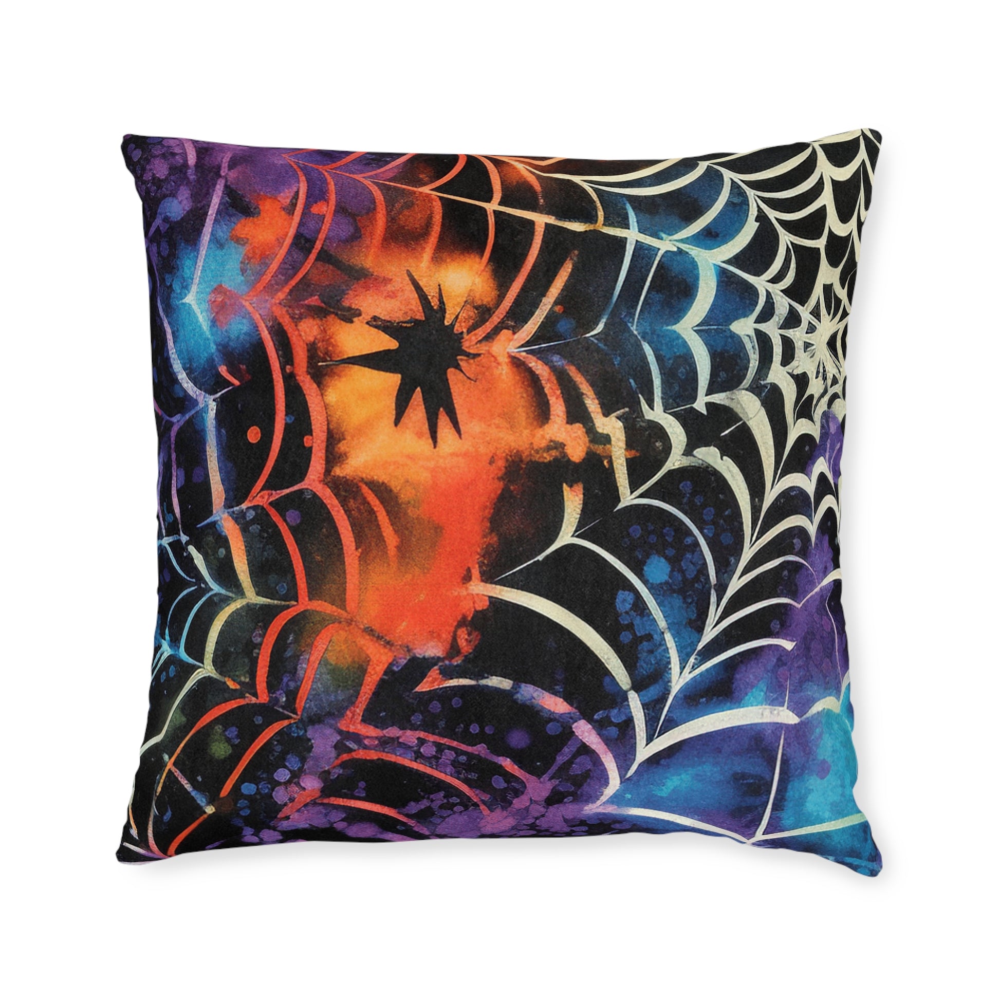 Spider Web Tie Dye Square Pillow, Artsulli - Art is Long, Life is Short, Home Decor, Size, 22" × 22", , , , , 26368193677827502621