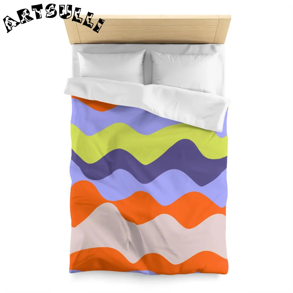 JAKKOUTTHEBXX Waves Red and Blue Microfiber Duvet Cover
