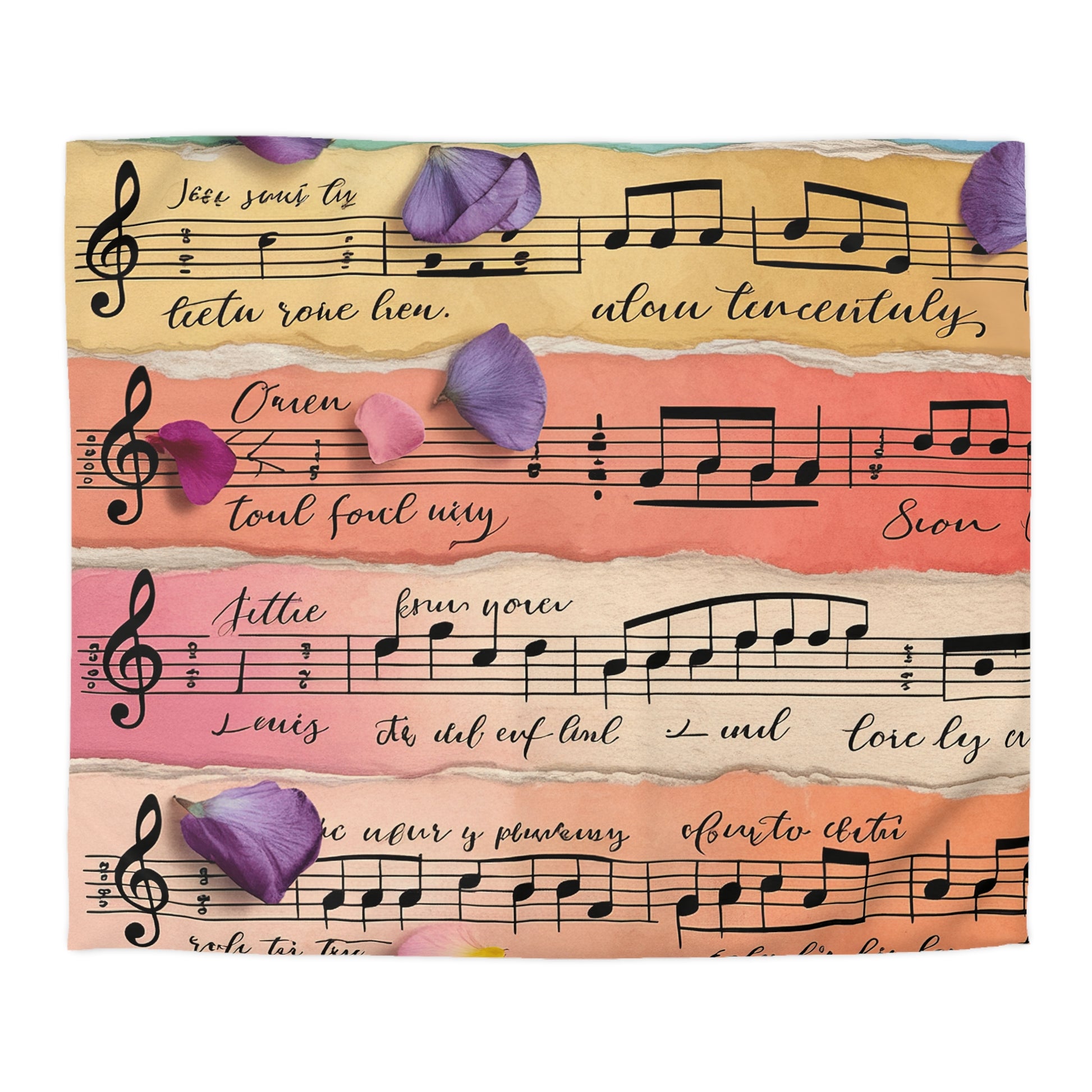 Torn Type Beat Sheet Music Multi-Color Microfiber Duvet Cover, Artsulli - Art is Long, Life is Short, Home Decor, Size, King, Color, White, , , 13767602985514441566