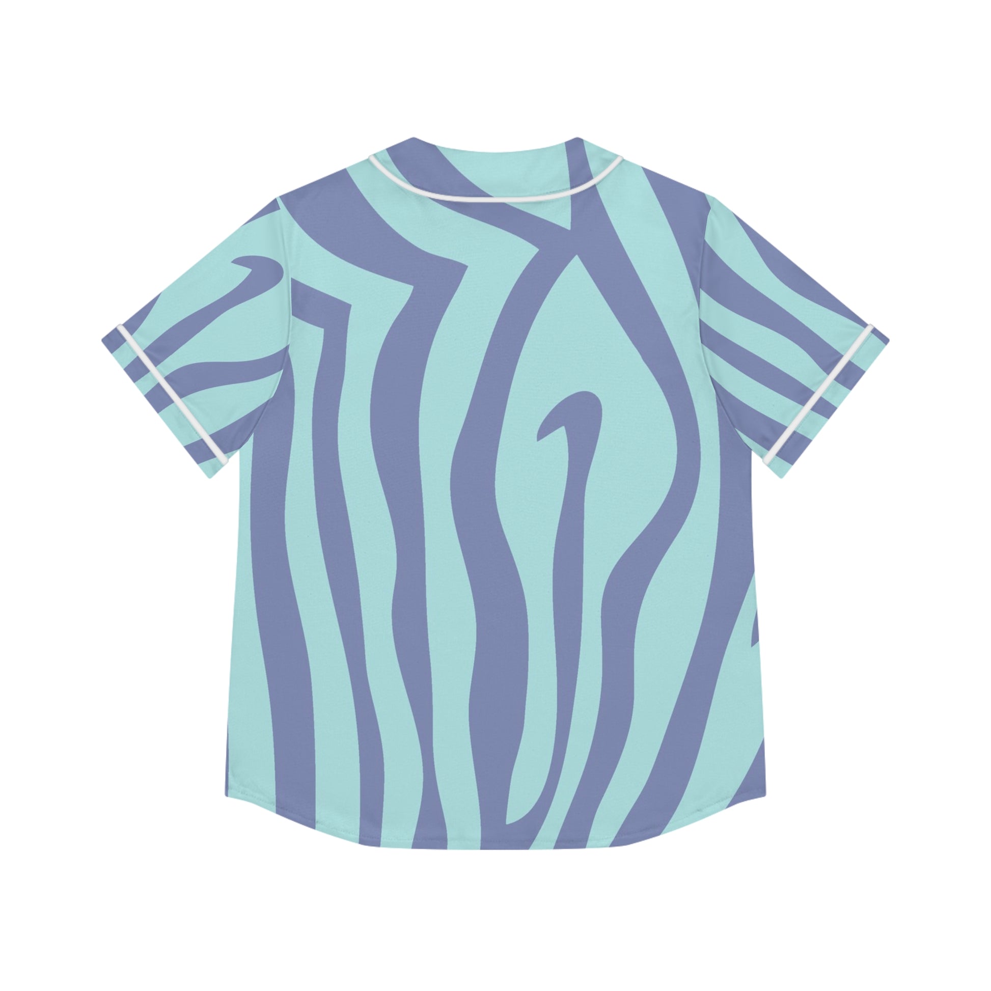 Amorphous Blue Zebra Banner Women's Baseball Jersey (AOP), Artsulli - Art is Long, Life is Short, All Over Prints, , , , , , , 