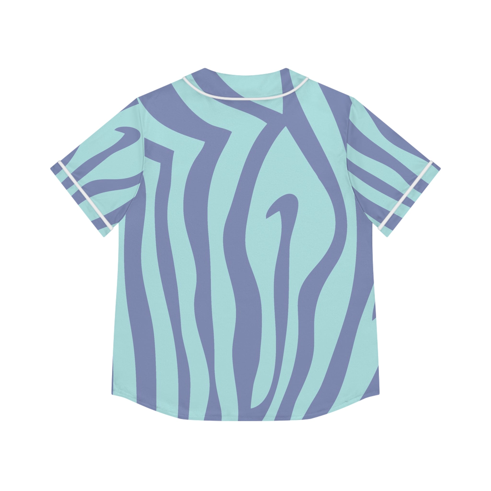 Amorphous Blue Zebra Banner Women's Baseball Jersey (AOP), Artsulli - Art is Long, Life is Short, All Over Prints, , , , , , , 