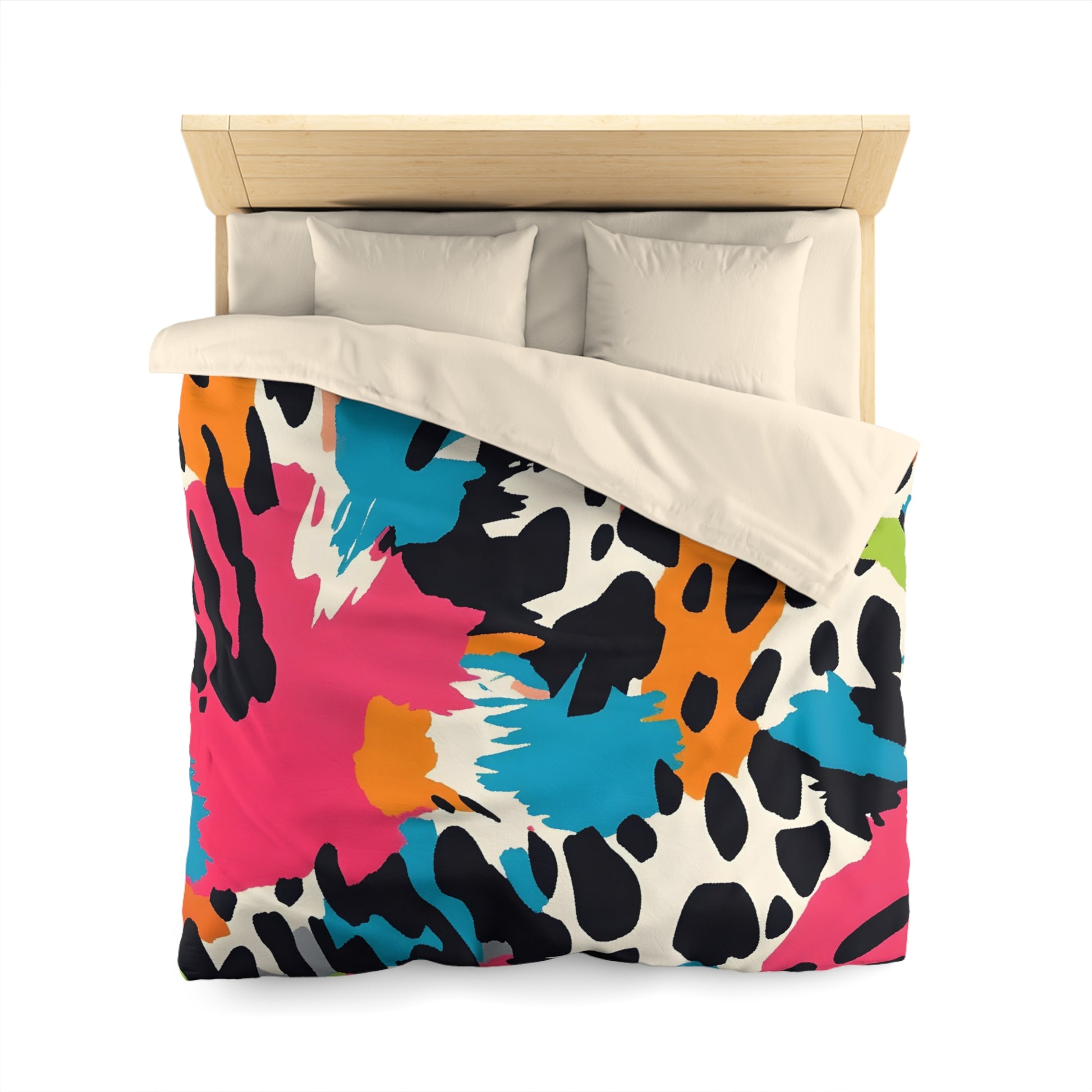 Wild Brush Strokes x Animal Print Multi-Color Microfiber Duvet Cover, Artsulli - Art is Long, Life is Short, Home Decor, , , , , , , 