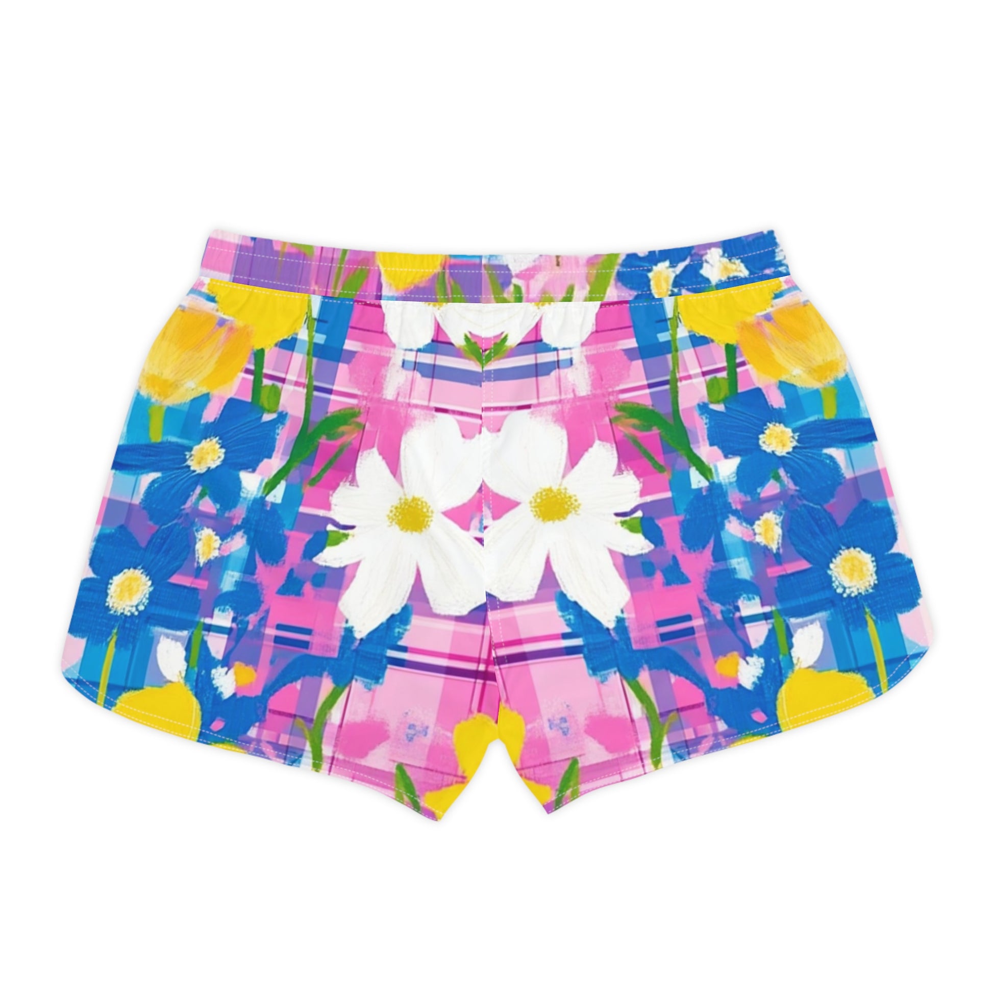 Plaid Garden Pink and Purple Women's Casual Shorts (AOP), Artsulli - Art is Long, Life is Short, All Over Prints, , , , , , , 