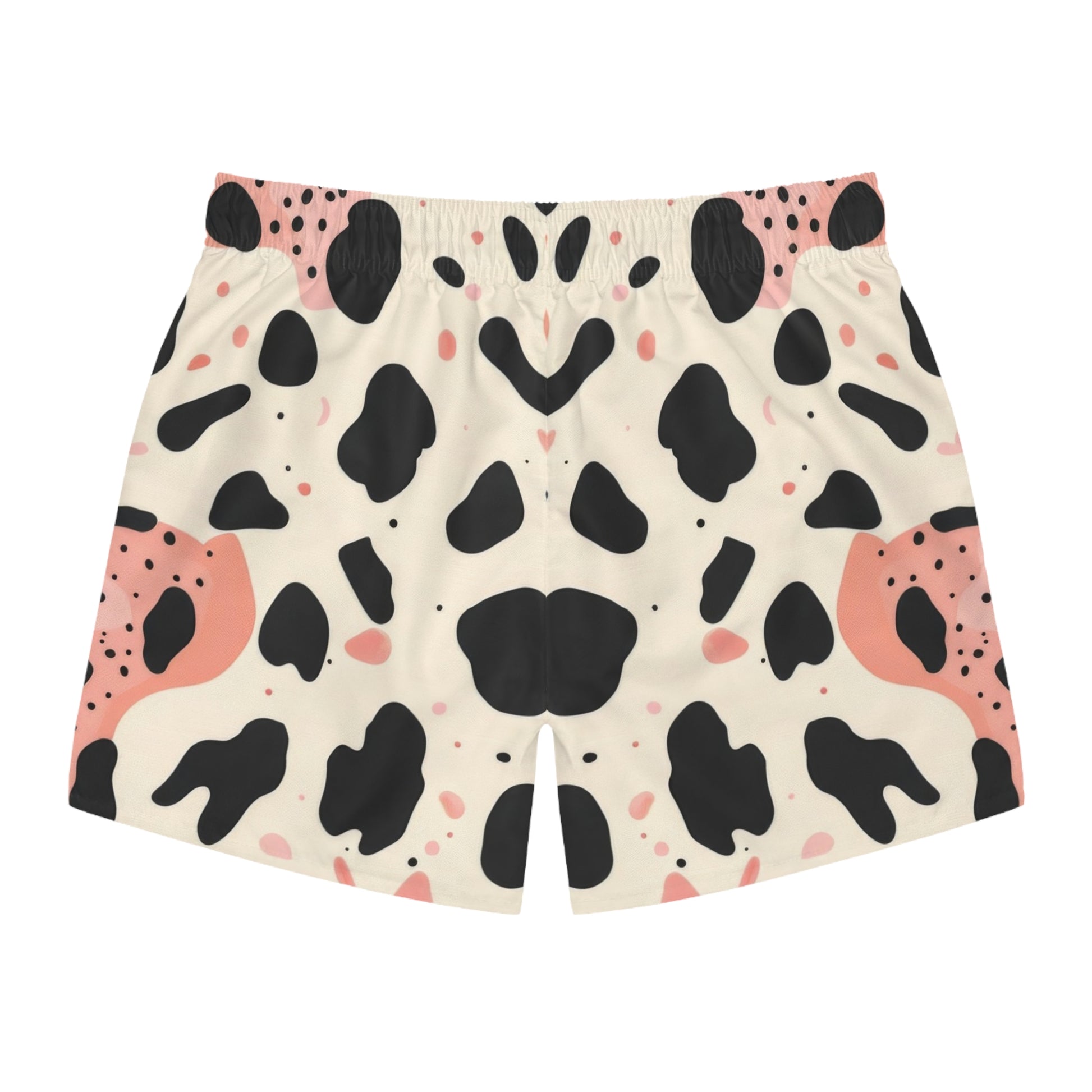 Organic Cow Print Cream and Pink Swim Trunks (AOP), Artsulli - Art is Long, Life is Short, All Over Prints, , , , , , , 