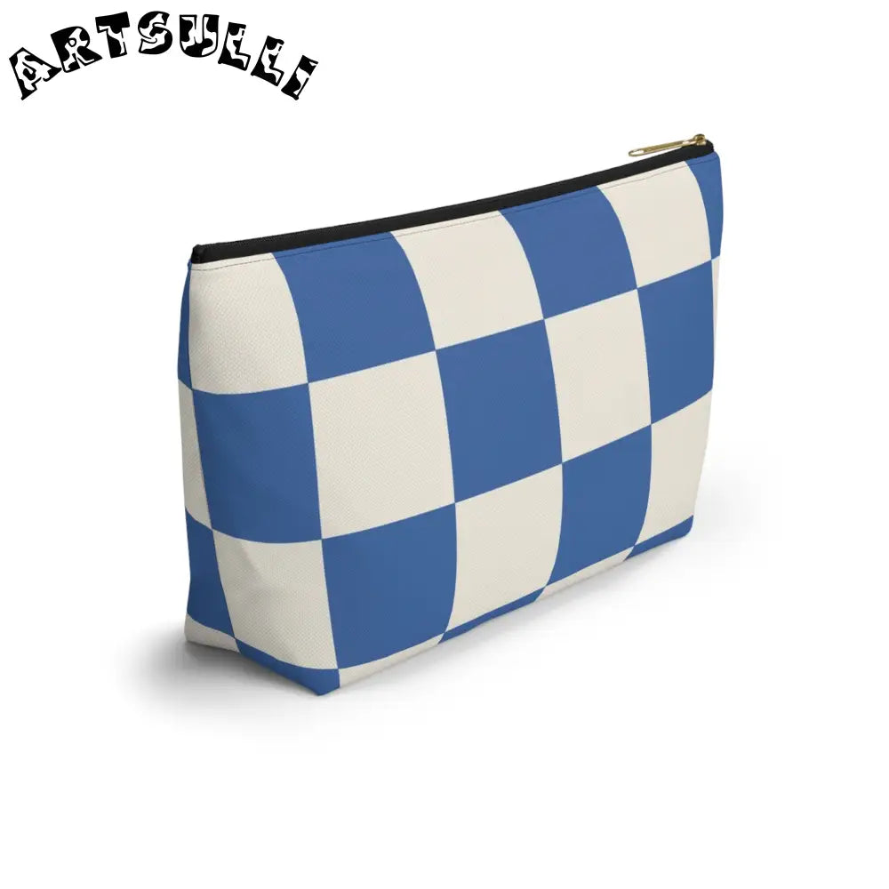 JAKKOUTTHEBXX Checkerboard Blue Accessory Pouch w T-bottom