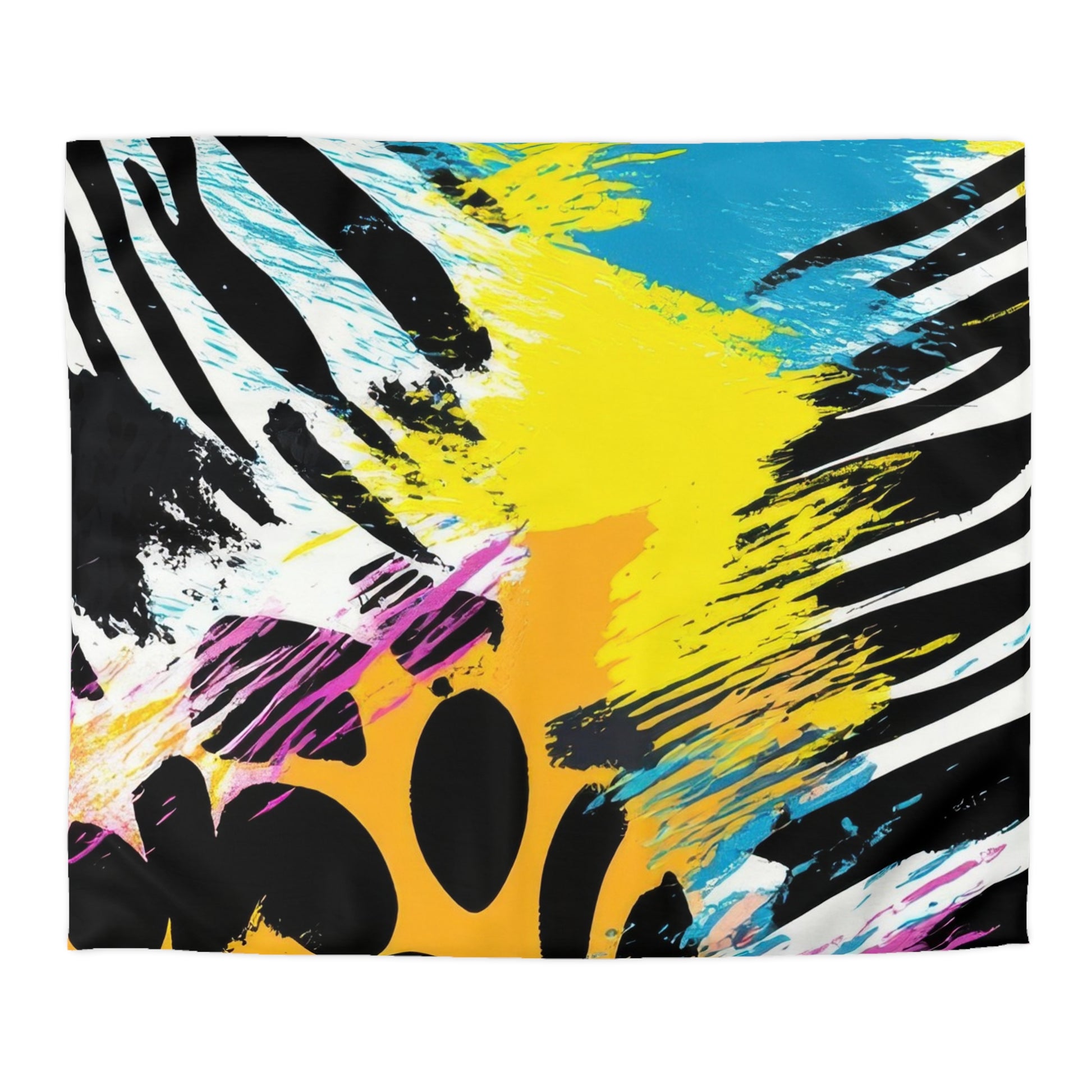 Zebra Stripes x Leapord Print x Paint Splatter Multi-Color Microfiber Duvet Cover, Artsulli - Art is Long, Life is Short, Home Decor, Size, King, Color, Cream, , , 17889837889037