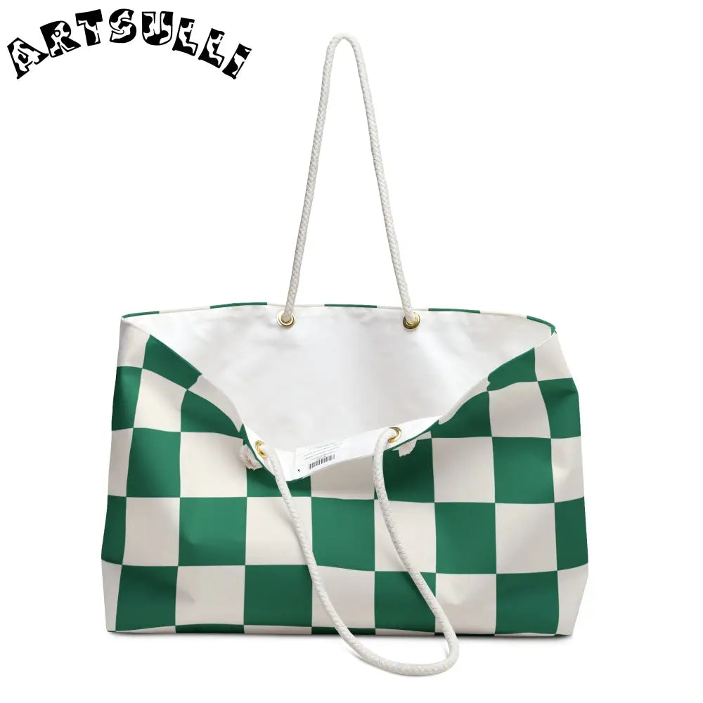 JAKKOUTTHEBXX Checkerboard II Dark Green Weekender Bag JAKKOUTTHEBXX