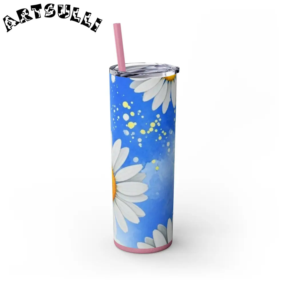 JAKKOUTTHEBXX Daisies Skinny Tumbler with Straw 20oz JAKKOUTTHEBXX