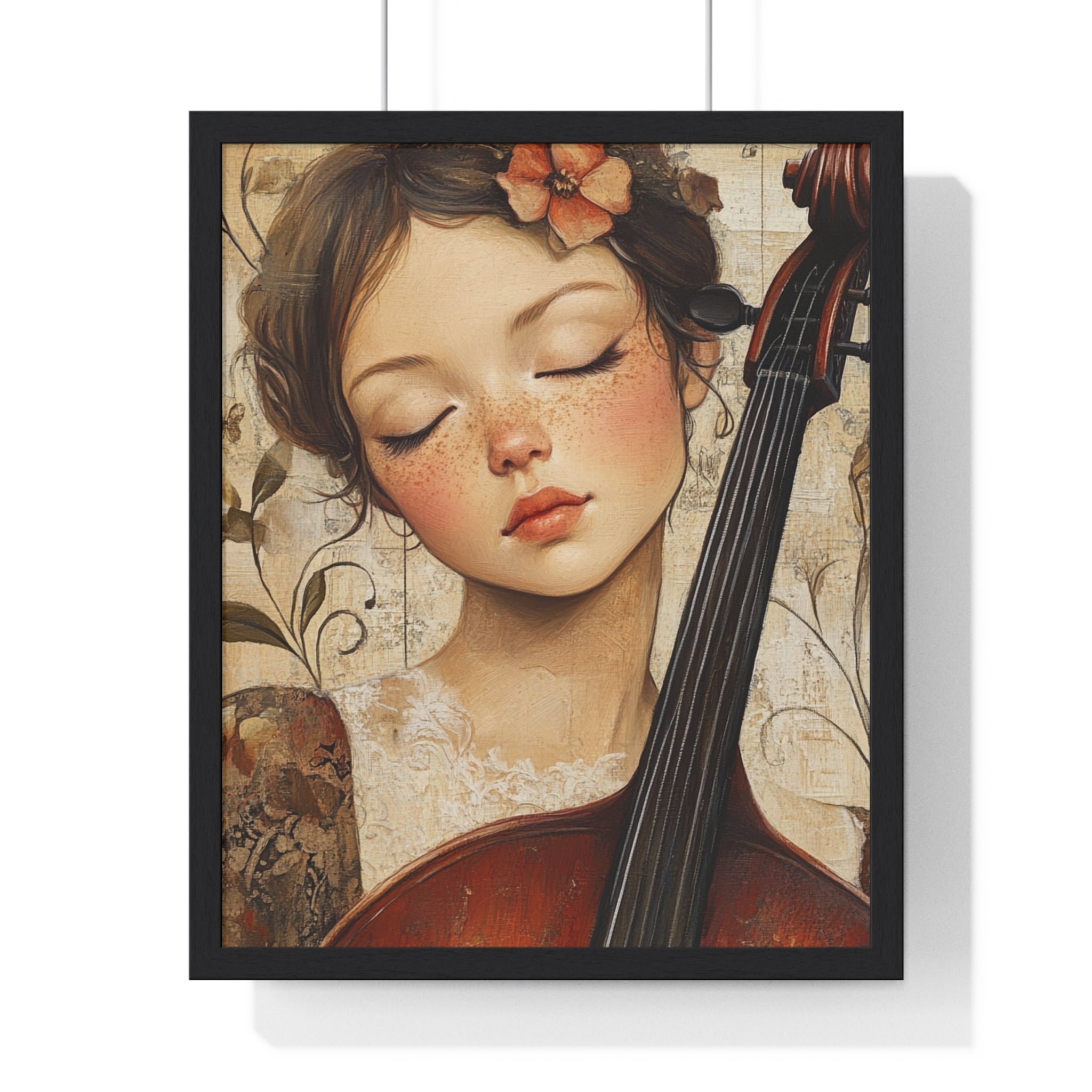 Girl With A Violin II Vertical Framed Poster, Artsulli - Art is Long, Life is Short, Poster, Size, 16" x 20", Color, Black, , , 30064308921426020464