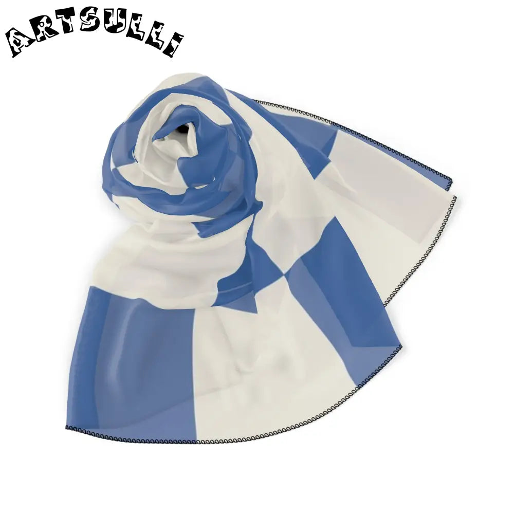 JAKKOUTTHEBXX Checkerboard Blue Poly Scarf JAKKOUTTHEBXX Artsulli