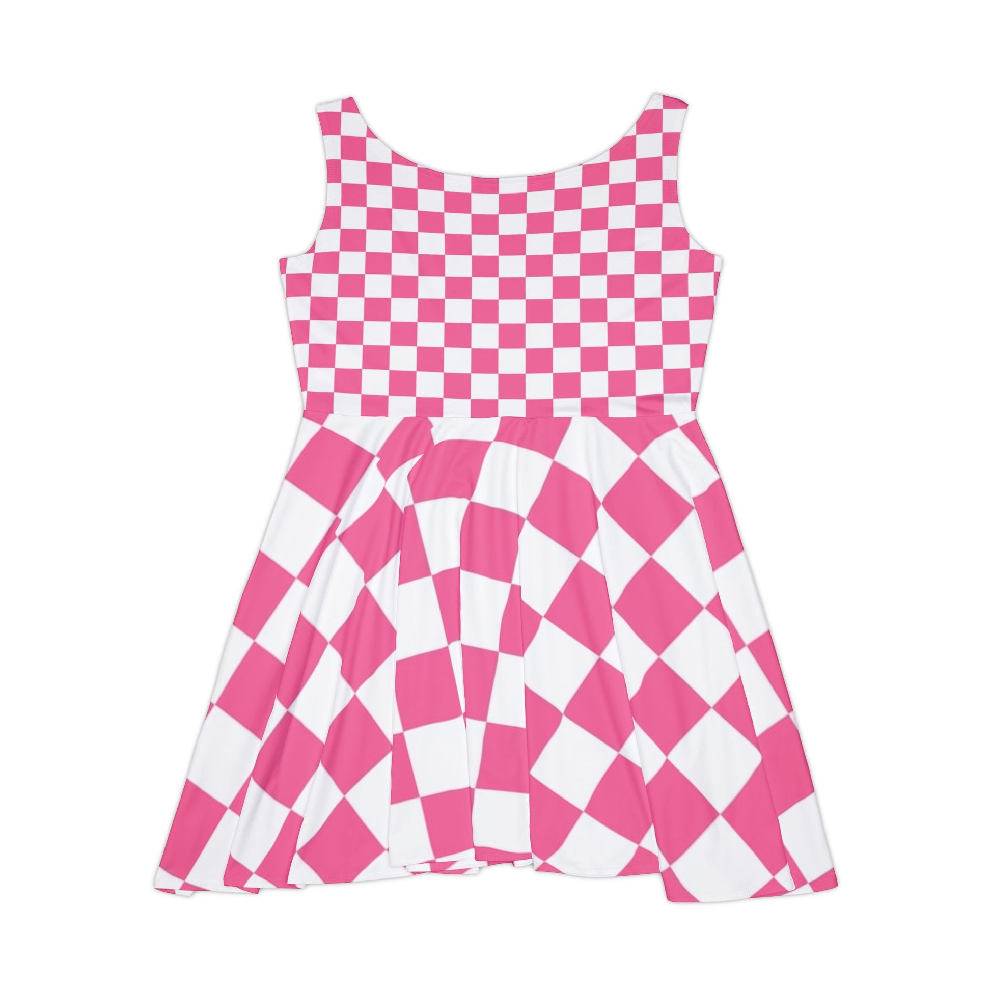 Yuyushiki Pink Check Women's Skater Dress (AOP), Artsulli - Art is Long, Life is Short, All Over Prints, , , , , , , 