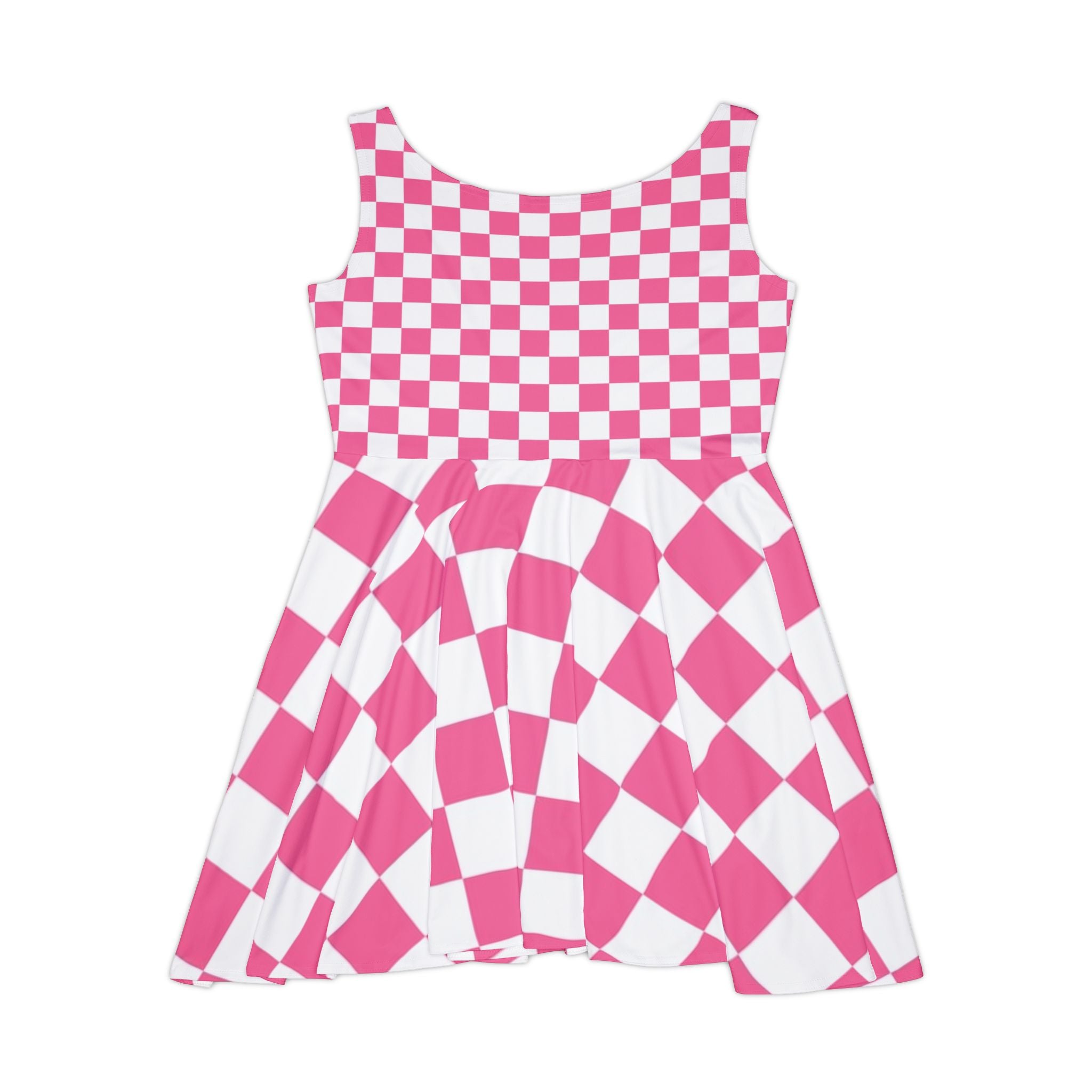Yuyushiki Pink Check Women's Skater Dress (AOP), Artsulli - Art is Long, Life is Short, All Over Prints, , , , , , , 