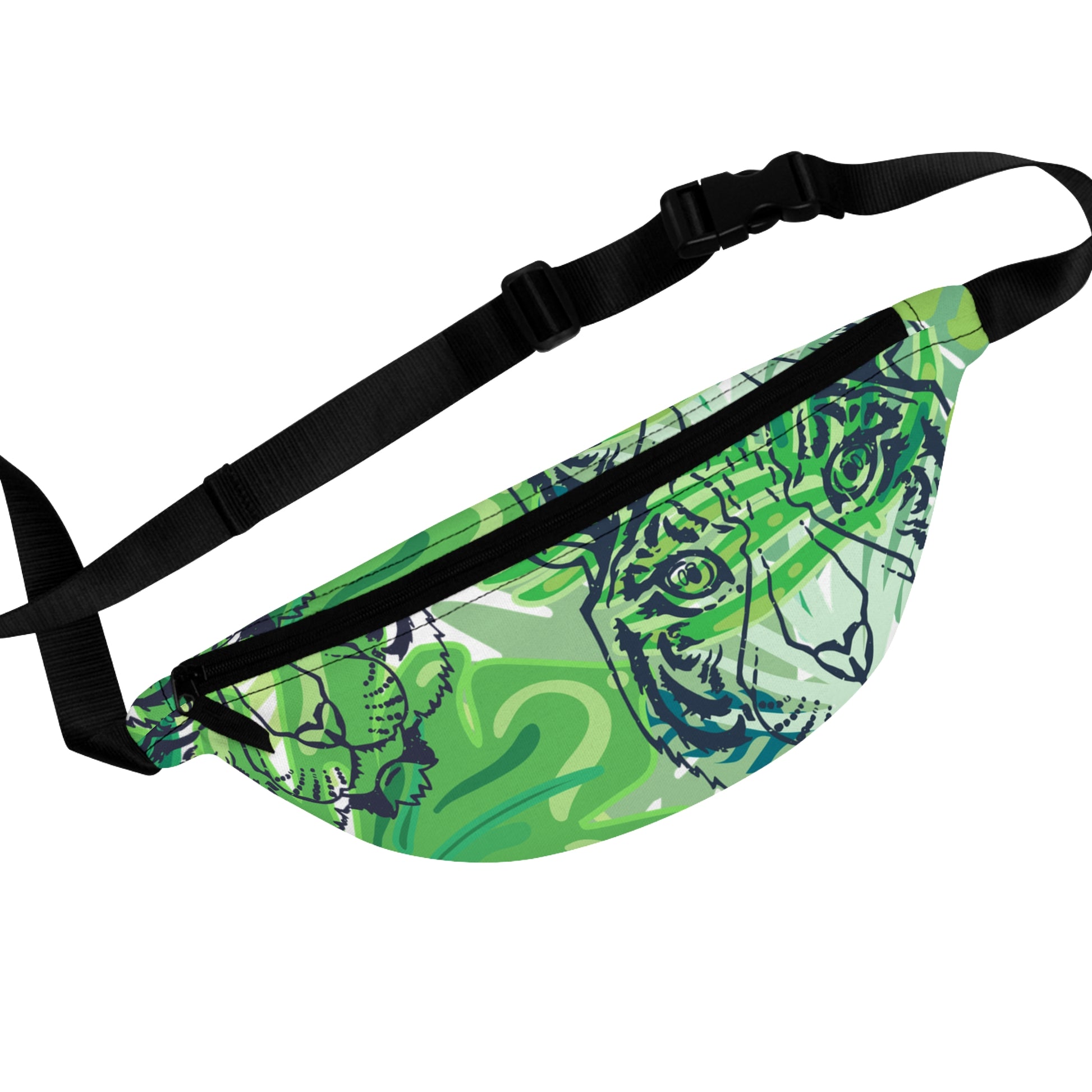 Tropical Jungle Tigers Green Fanny Pack, Artsulli - Art is Long, Life is Short, Bags, Size, One size, , , , , 14784073390072