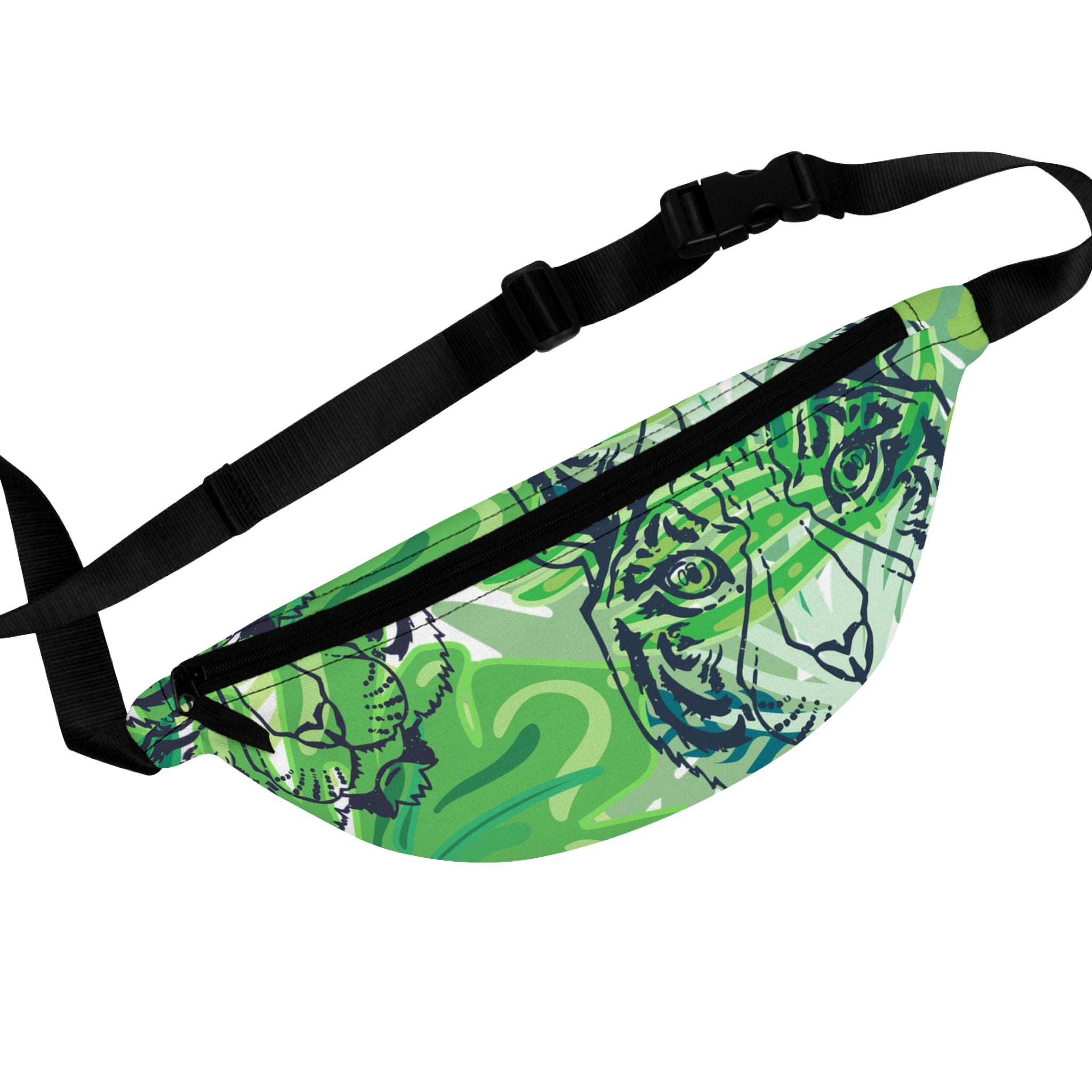 Tropical Jungle Tigers Green Fanny Pack, Artsulli - Art is Long, Life is Short, Bags, Size, One size, , , , , 14784073390072