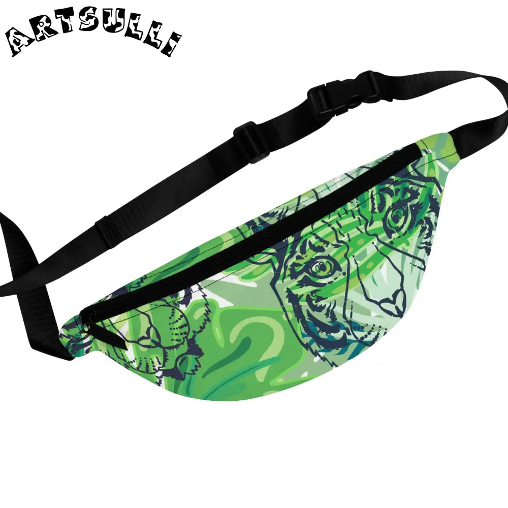 JAKKOUTTHEBXX Tropical Jungle Tigers Green Fanny Pack JAKKOUTTHEBXX