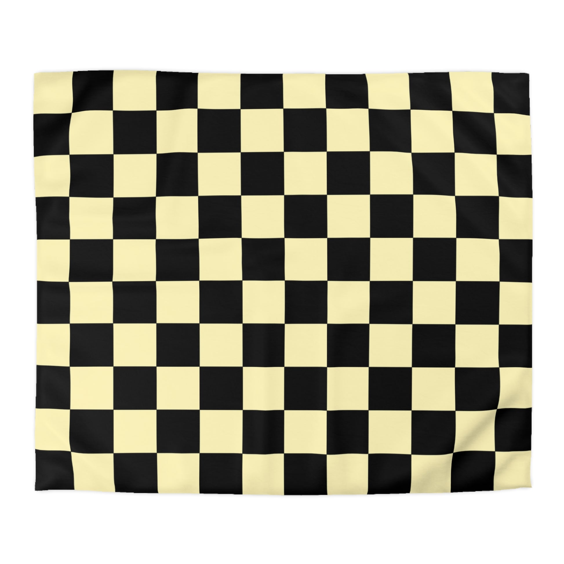 Checkerboard Black and Yellow Microfiber Duvet Cover, Artsulli - Art is Long, Life is Short, Home Decor, Size, King, Color, White, , , 59961284870100471204