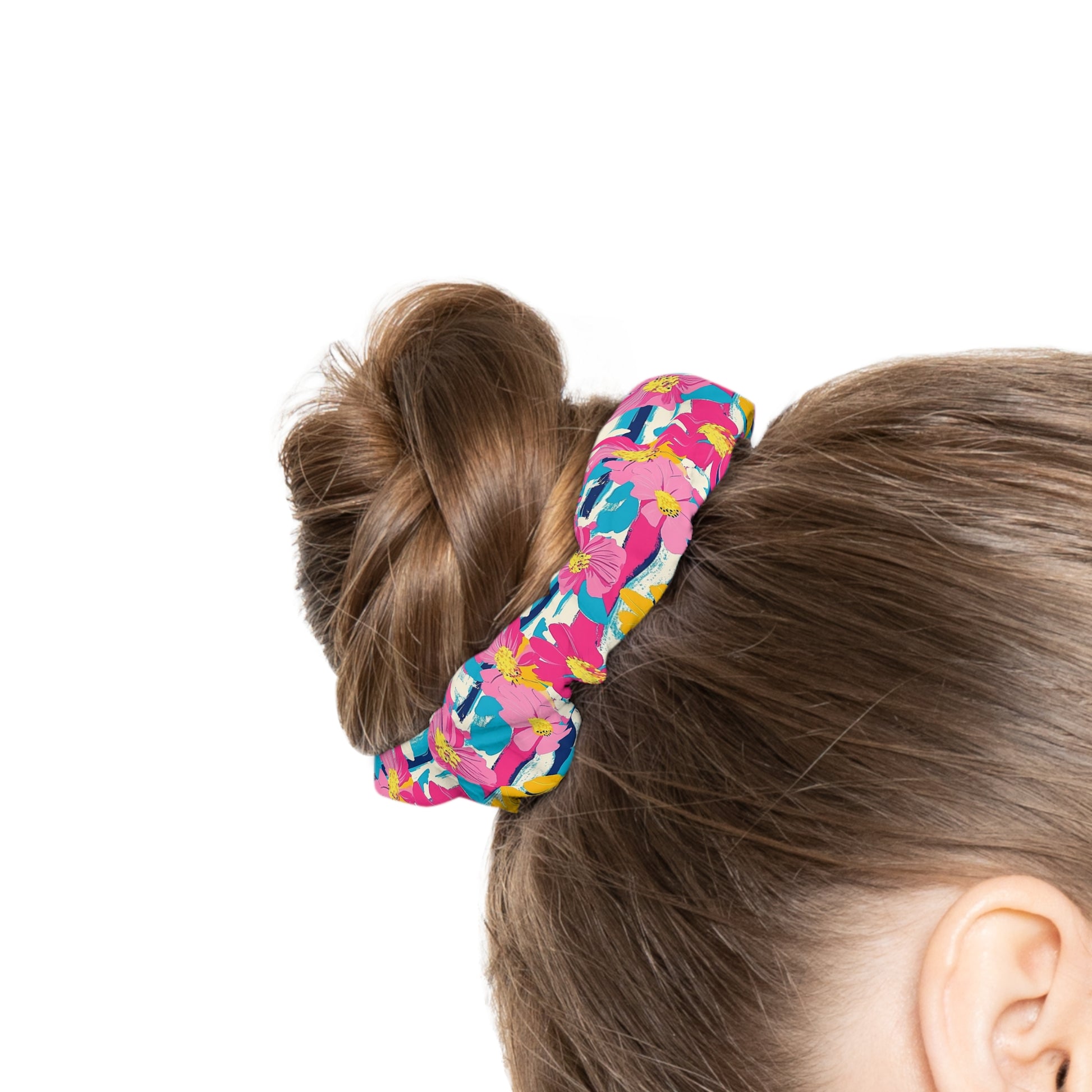 Dayglo Floral Stripes Multi-Color Scrunchie, Artsulli - Art is Long, Life is Short, Accessories, , , , , , , 