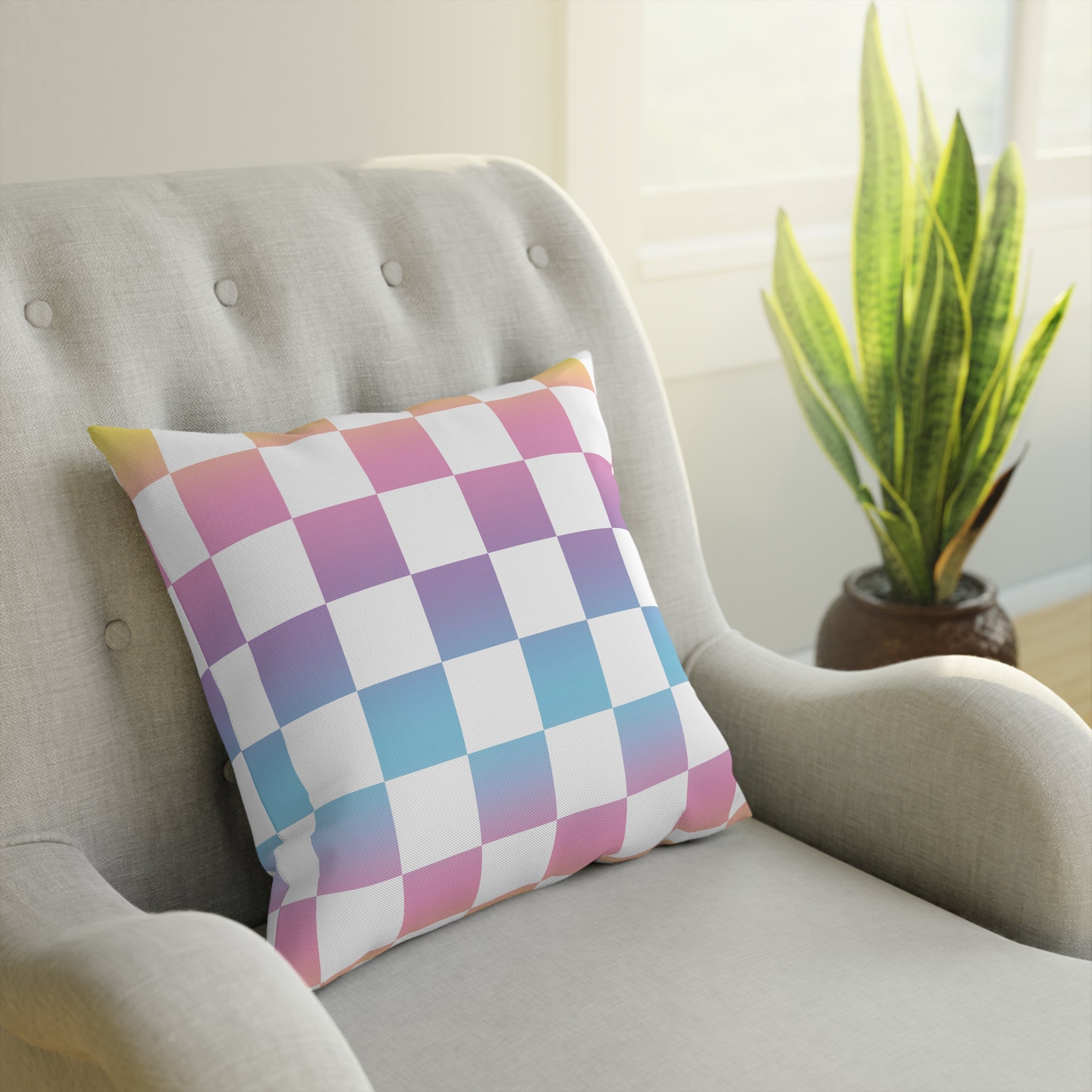Vaporwave Check Cushion, Artsulli - Art is Long, Life is Short, Home Decor, , , , , , , 