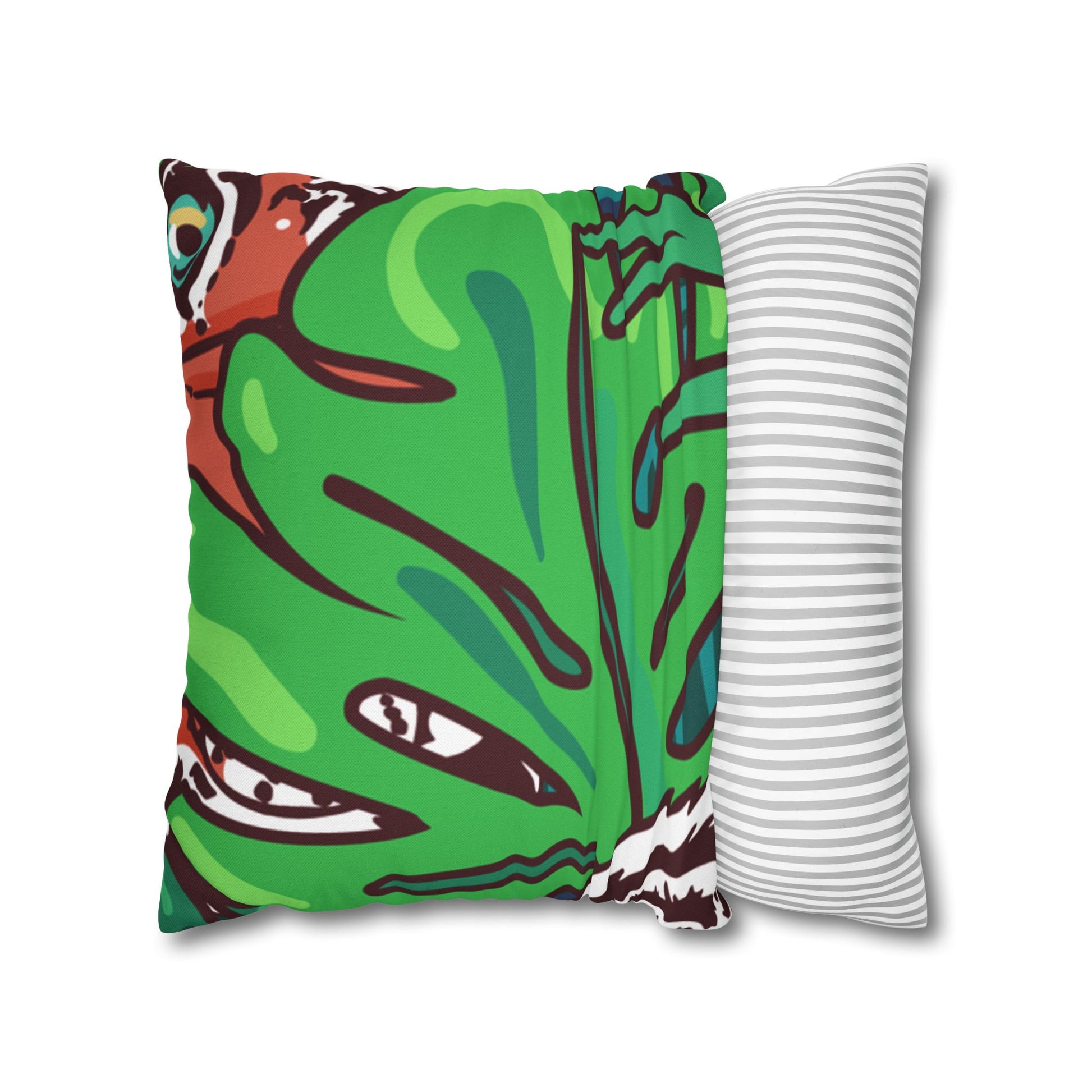 Tropical Jungle Tigers Blue and Green Spun Polyester Square Pillowcase, Artsulli - Art is Long, Life is Short, Home Decor, , , , , , , 