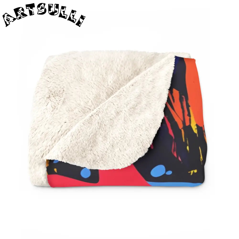 JAKKOUTTHEBXX Retro Riot 80s Graffiti Stars Sherpa Fleece Blanket