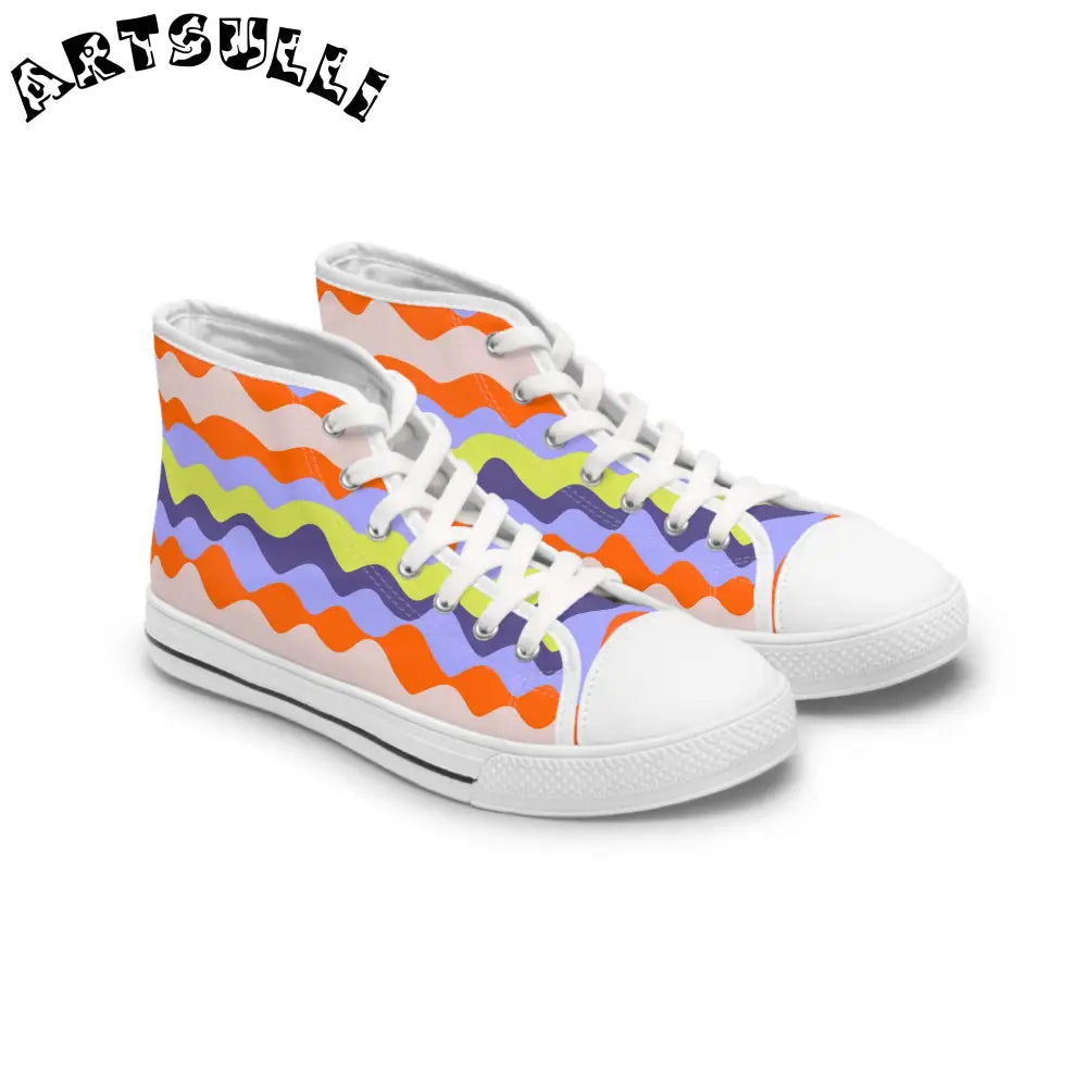 JAKKOUTTHEBXX Waves III Red and Blue Women’s High Top Sneakers