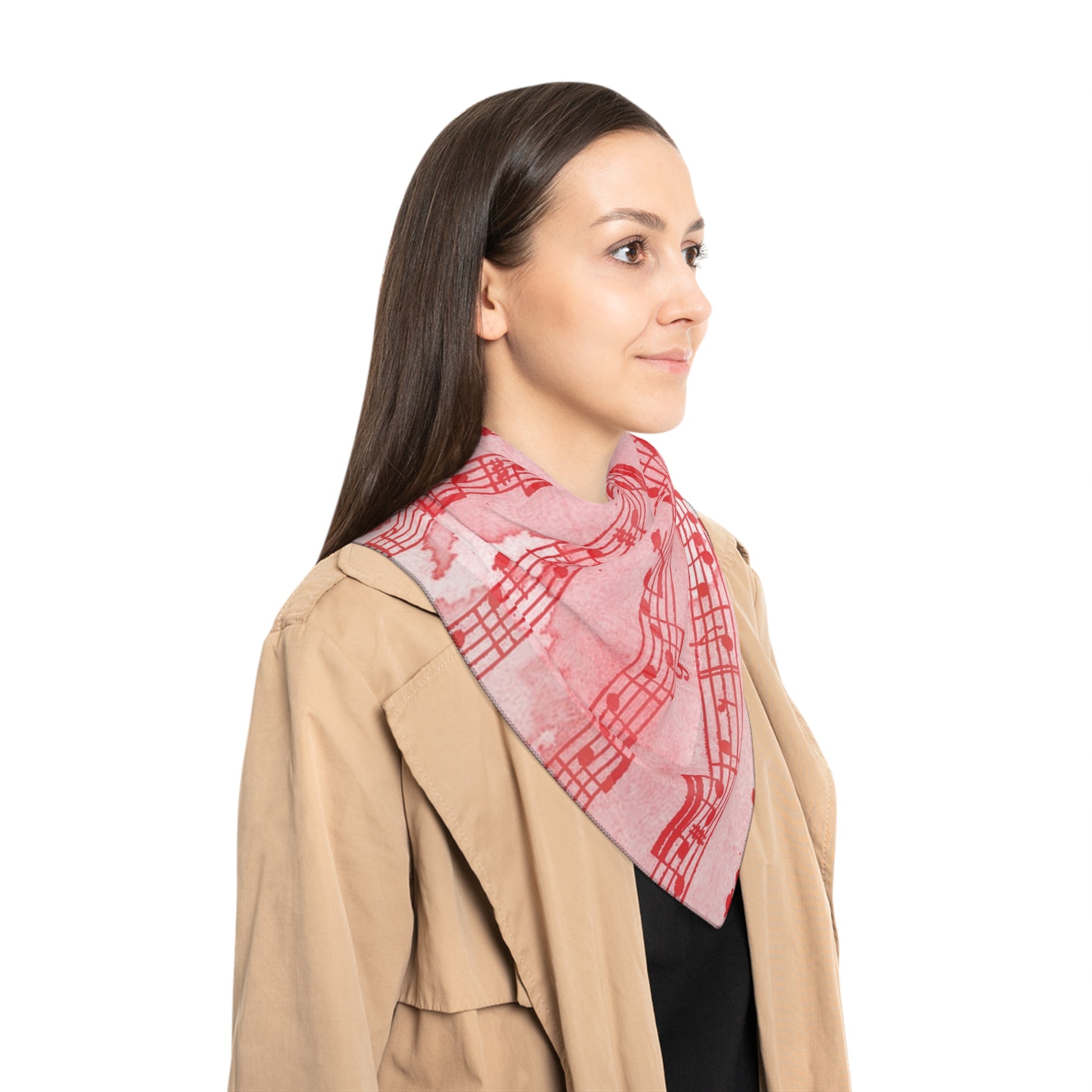 Drip Spill Type Beat Sheet Music Red Poly Scarf, Artsulli - Art is Long, Life is Short, Accessories, , , , , , , 