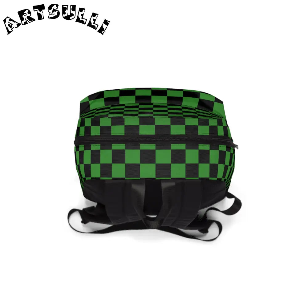 JAKKOUTTHEBXX Checkerboard Green and Black Unisex Classic Backpack